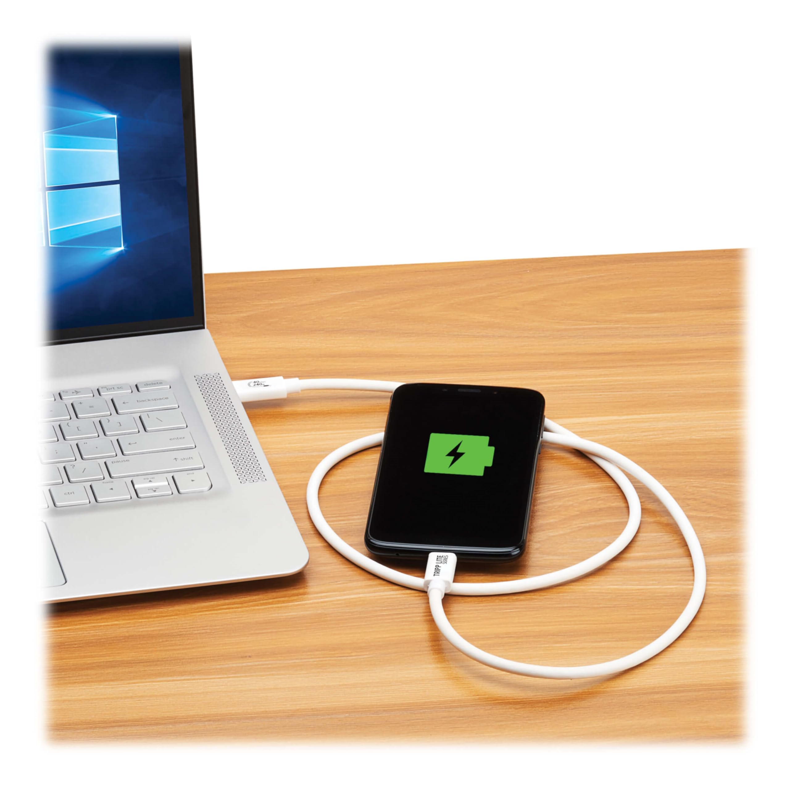 EATON TRIPPLITE series USB4 40Gbps Cable M/M USB-C 8K 60Hz 240W PD Charging White 1m 3.3ft.