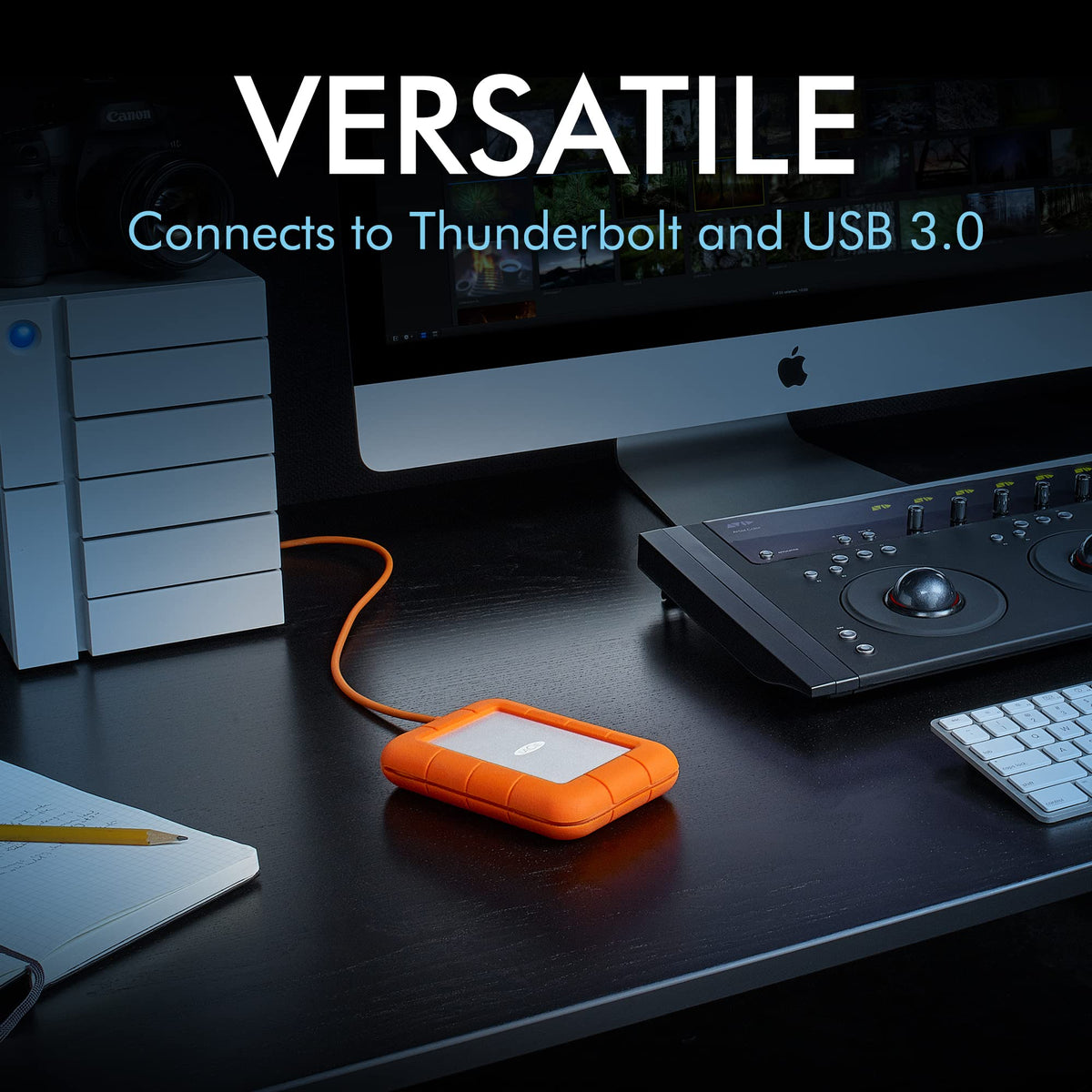 LACIE RUGGED 4To USB-C USB3.0 résistant aux chutes. compressements et à la pluie. utilisation tout terrain. orange