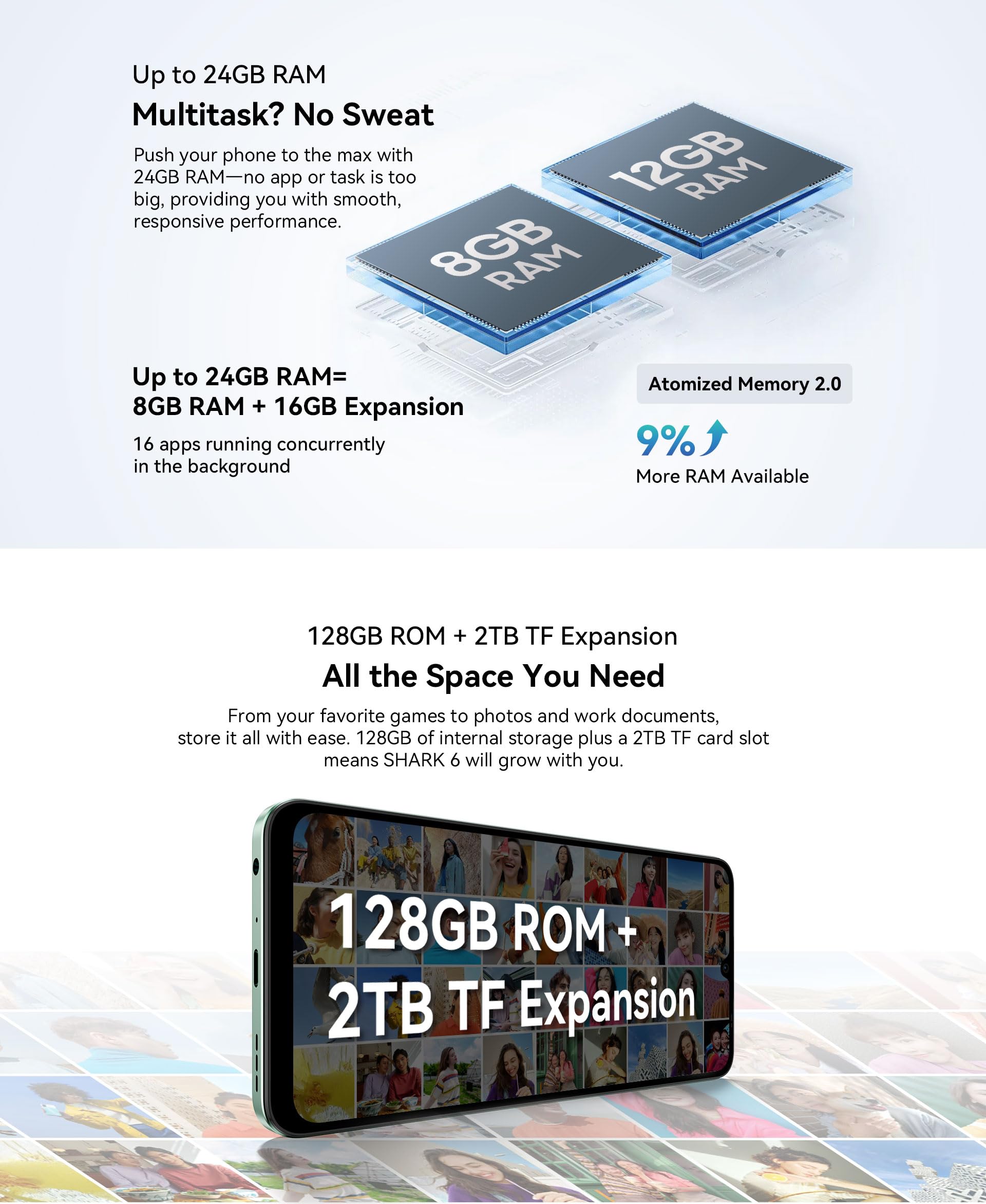 Blackview Shark 6 (5G - NFC - 6.88'' - 128 Go, 4 Go RAM) Vert