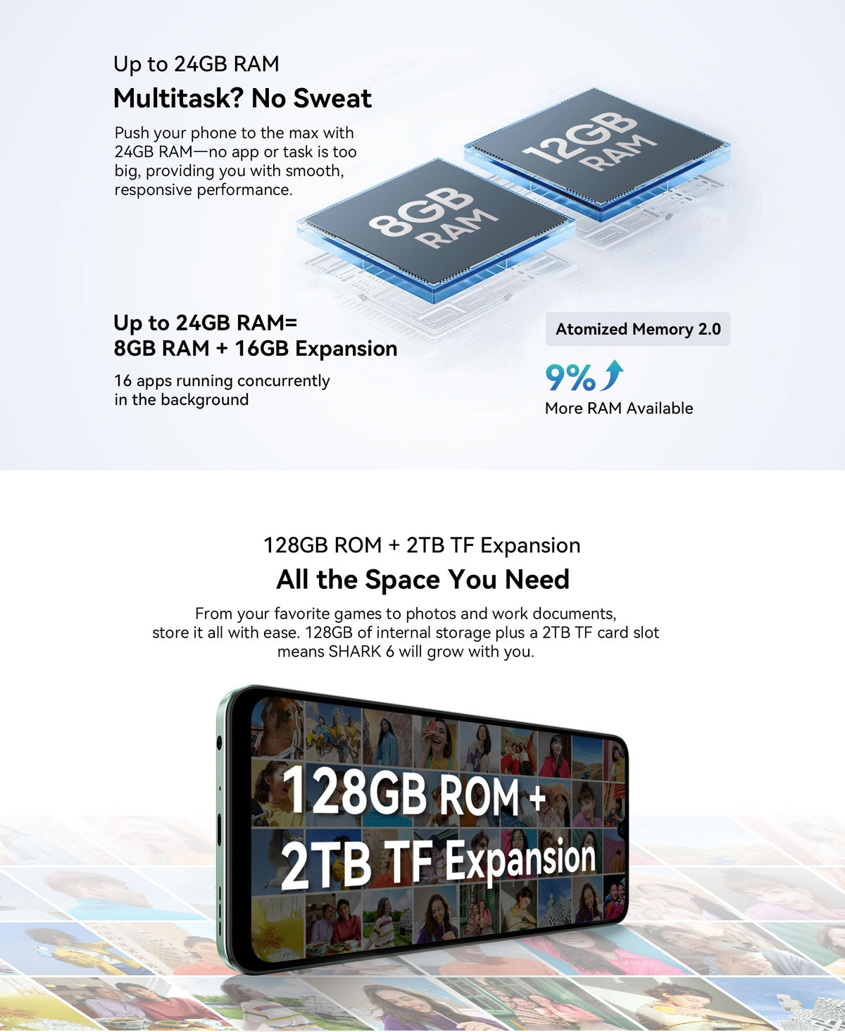Blackview Shark 6 (5G - NFC - 6.88'' - 128 Go, 4 Go RAM) Vert