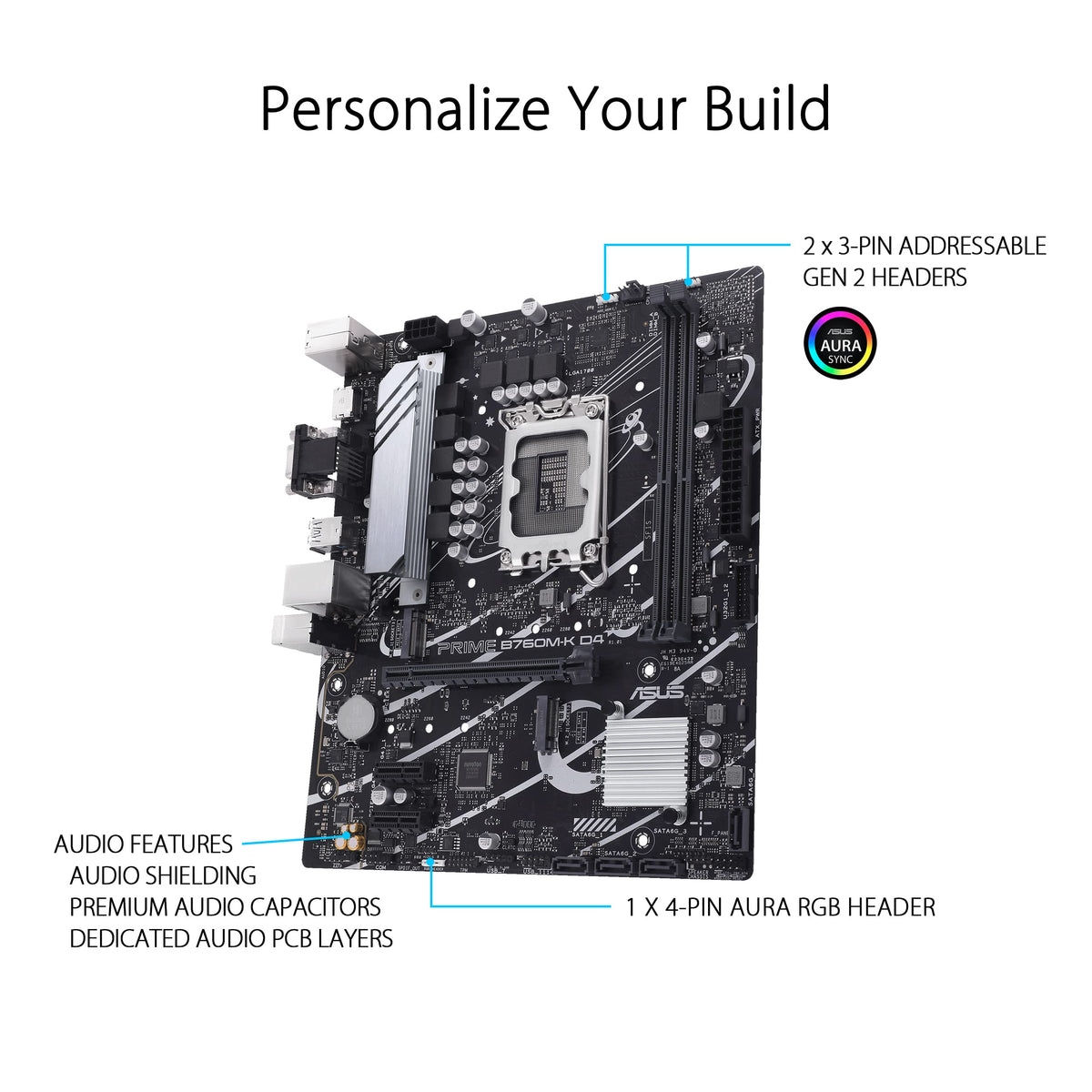 ASUS PRIME B760M-K LGA 1700 2xDDR5 microATX 4xSATA MB 1xHDMI 2.1 1xD-Sub 2xM.2