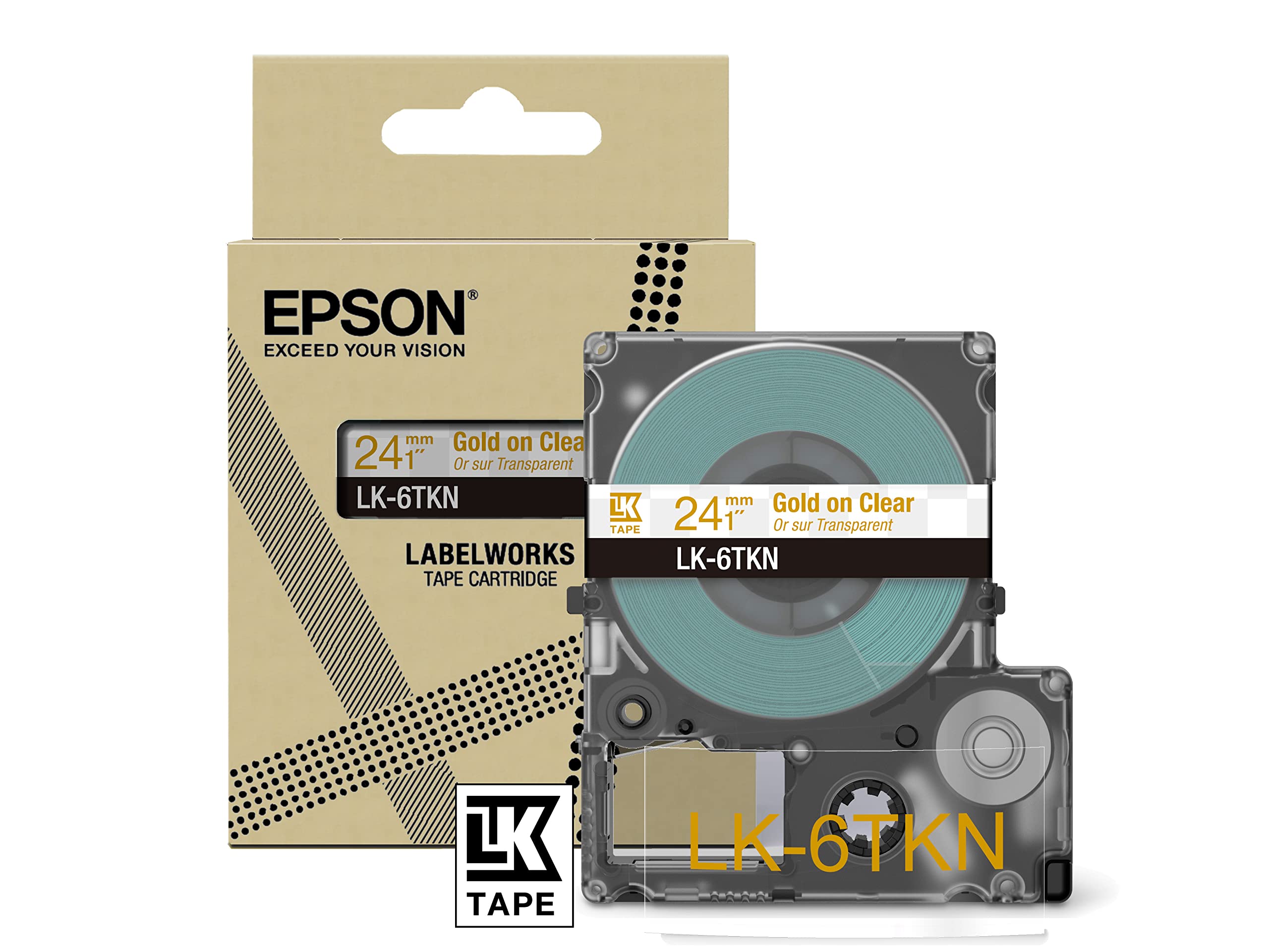 EPSON Metallic Tape Clear/Gold 24mm 9m LK-6TKN