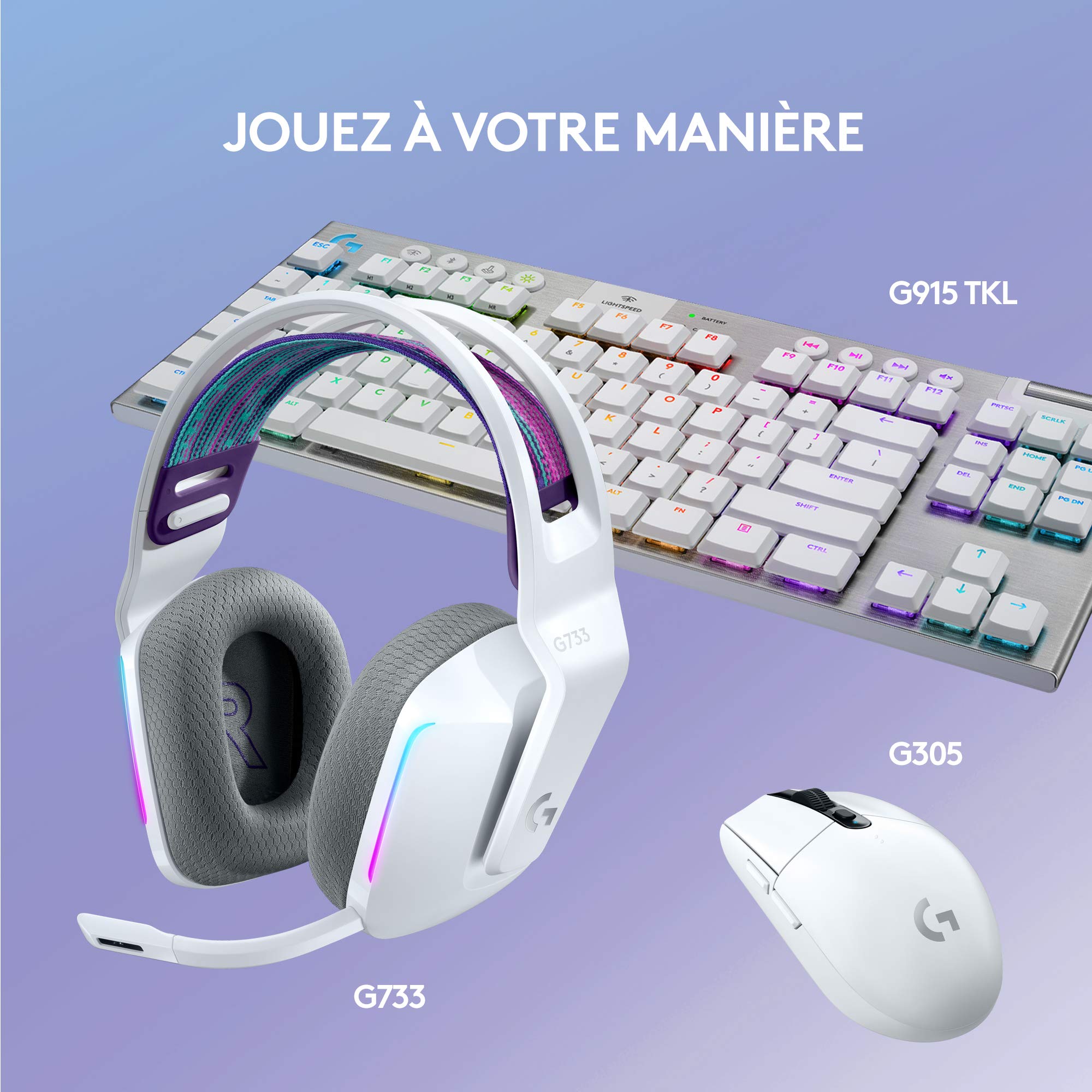 LOGITECH G G733 LIGHTSPEED Wireless RGB Gaming Headset Headset full size 2.4 GHz wireless white