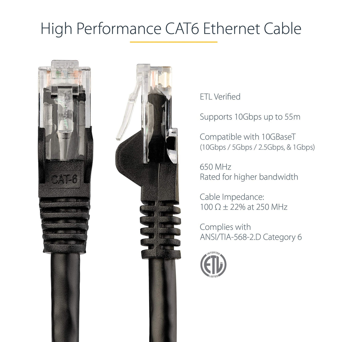 3m Black Snagless Cat6 UTP Patch Cable