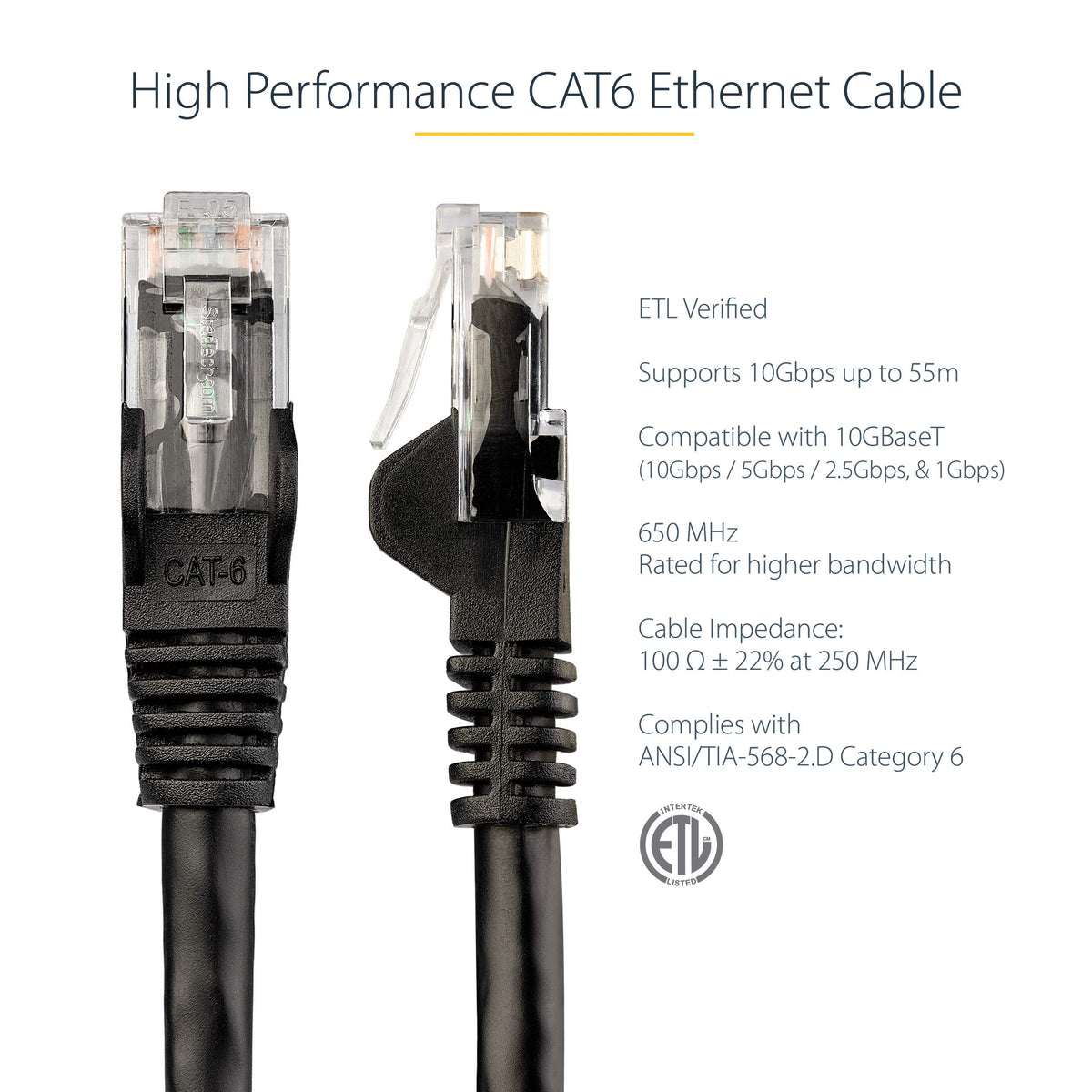 3m Black Snagless Cat6 UTP Patch Cable