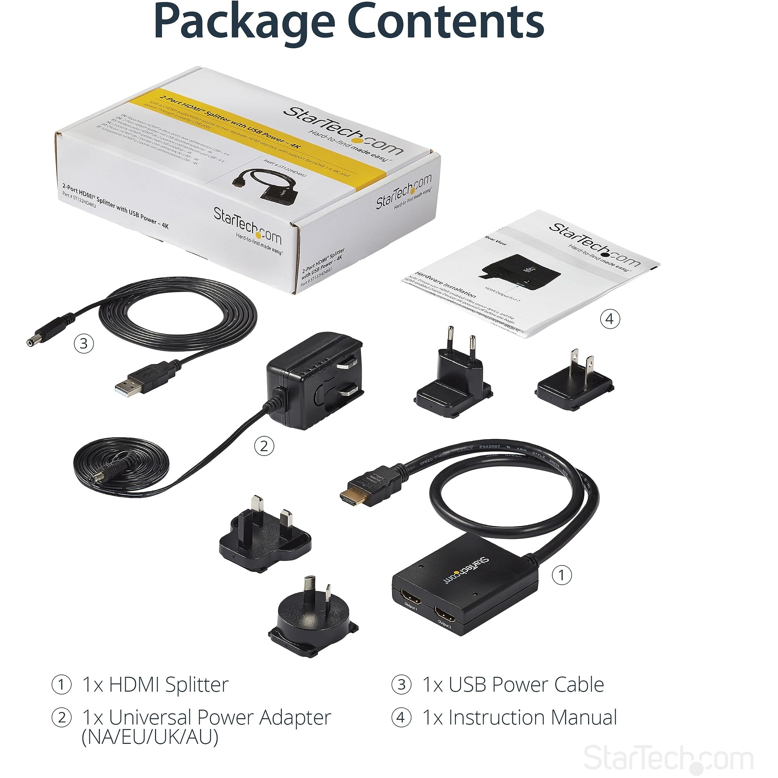 4K HDMI 2-Port Video Splitter - 4K 30Hz