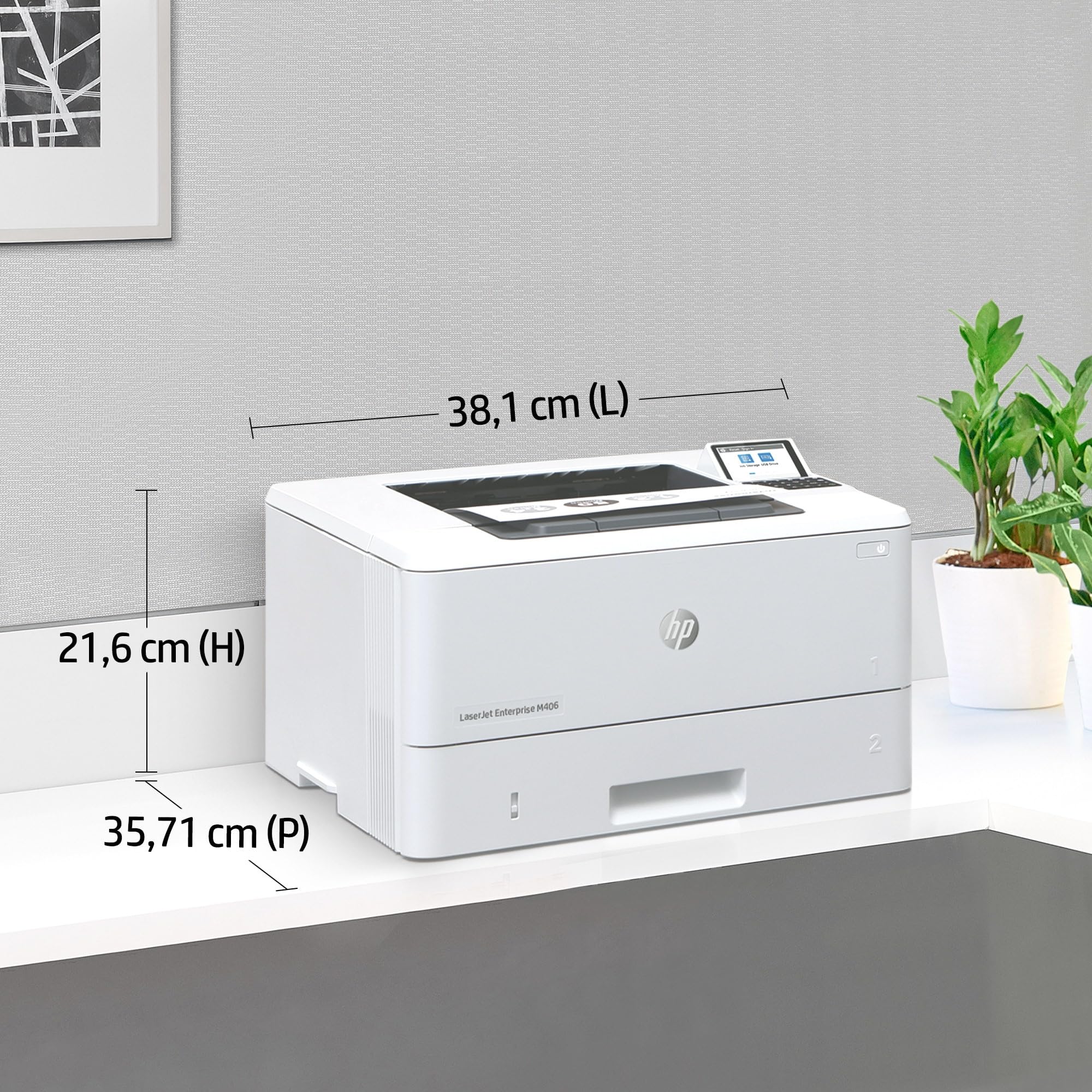 HP LaserJet Enterprise M406dn Printer Mono Duplex laser A4 1200x1200dpi 40ppm 350sheets USB LAN