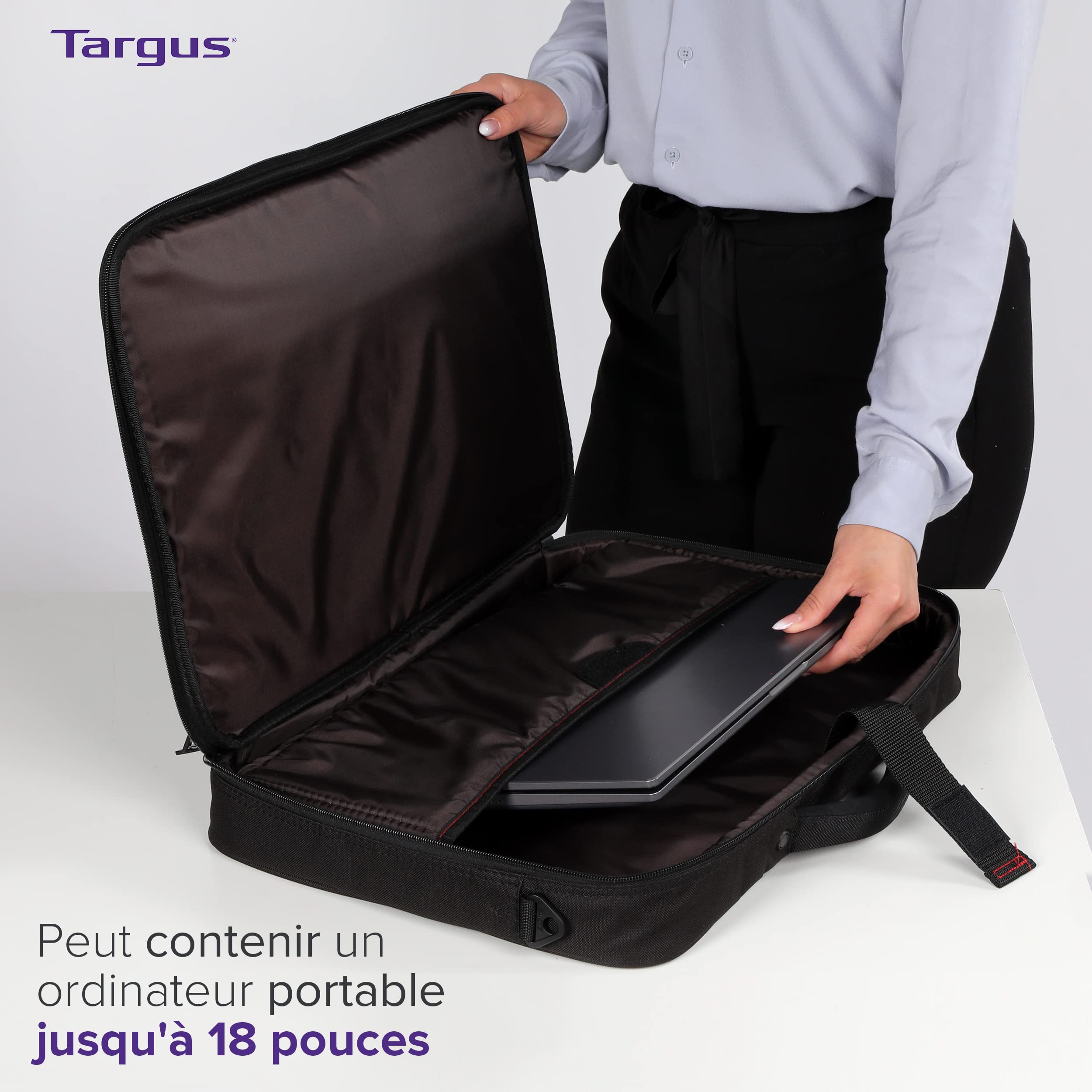 TARGUS sacoche Classic 17-18p Clamshell noire et rouge