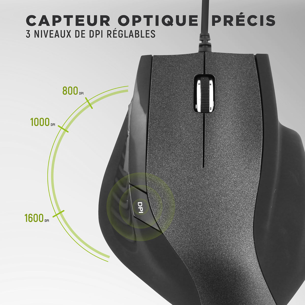 TNB ERGO Line Wired Ergonomic Mouse Black Optimized Design For Comfortable Use