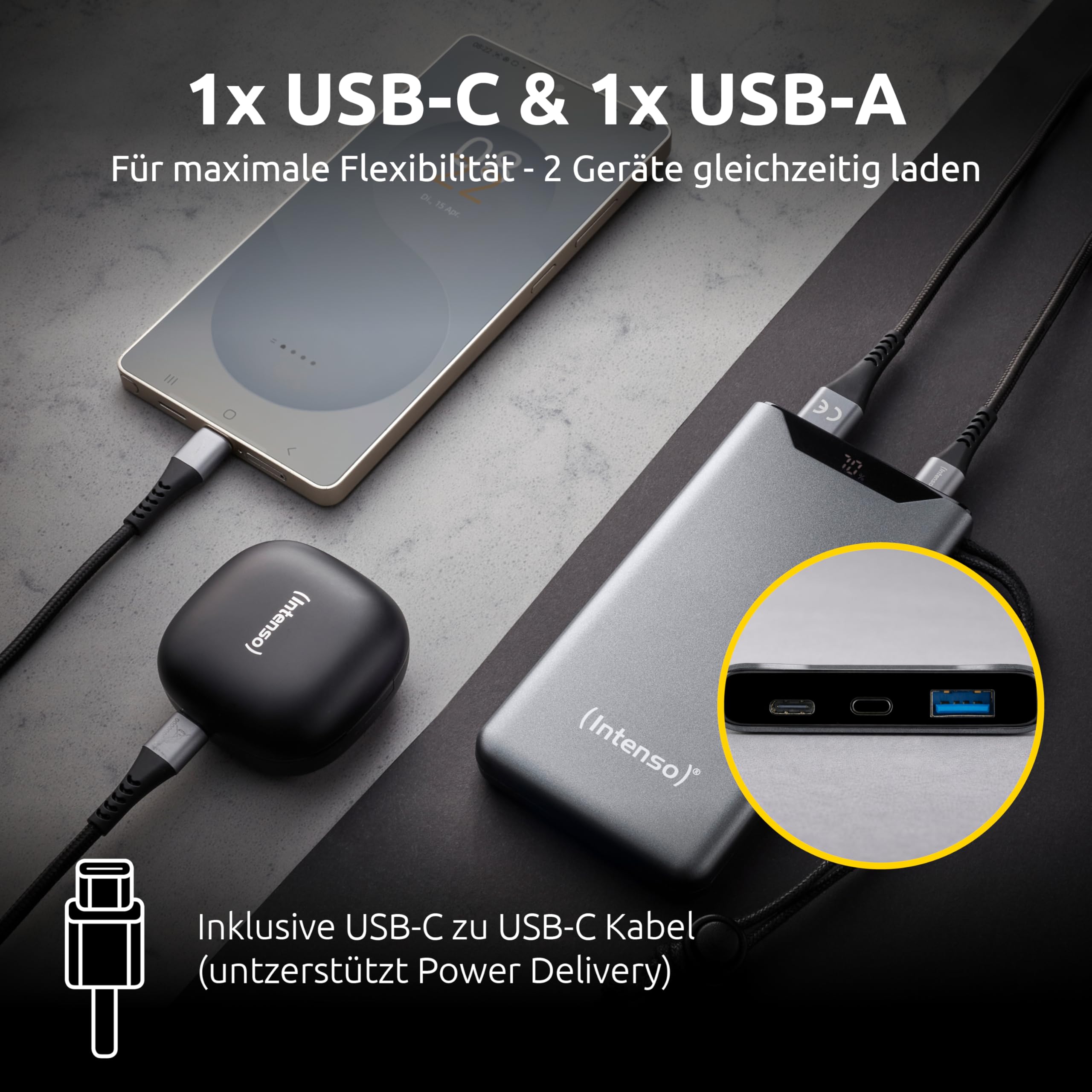 INTENSO Powerbank F10000, Power Delivery et Quick Charge, gr