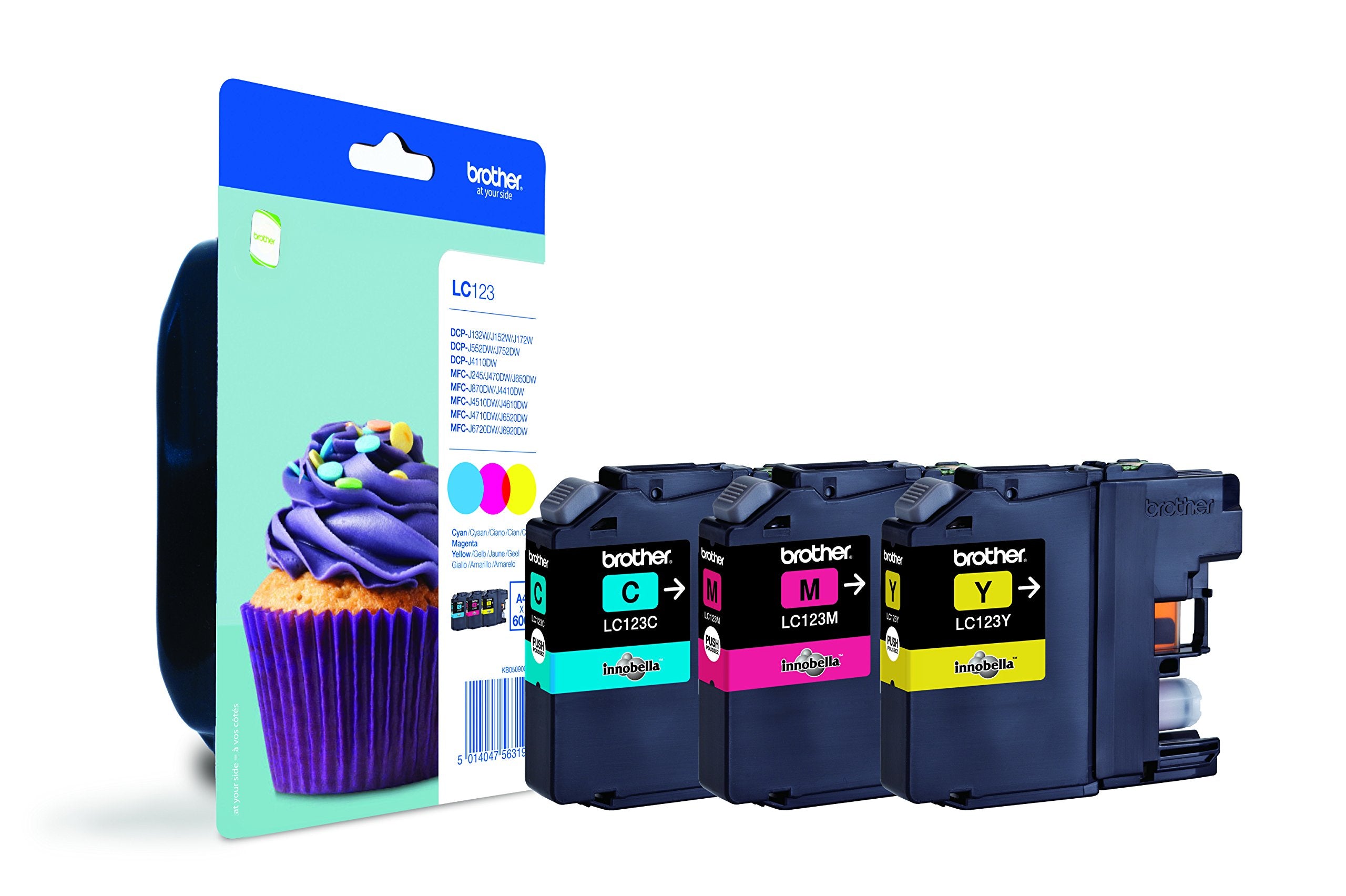 BROTHER LC-123 cartouche dencre cyan, magenta et jaune capacité standard 1-pack blister sans alarme