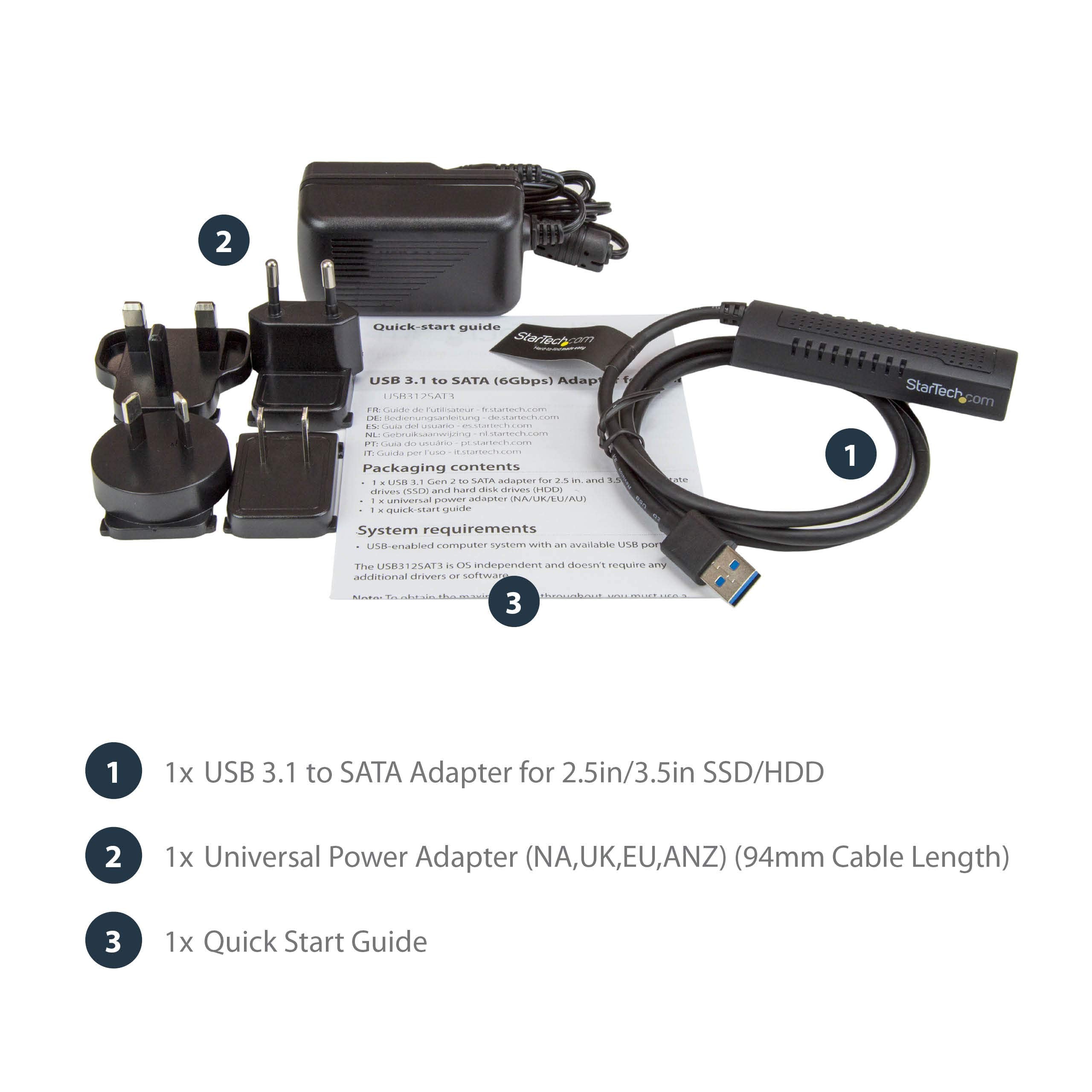 USB 3.1 Adapter Cable for 2.5" 3.5" SATA