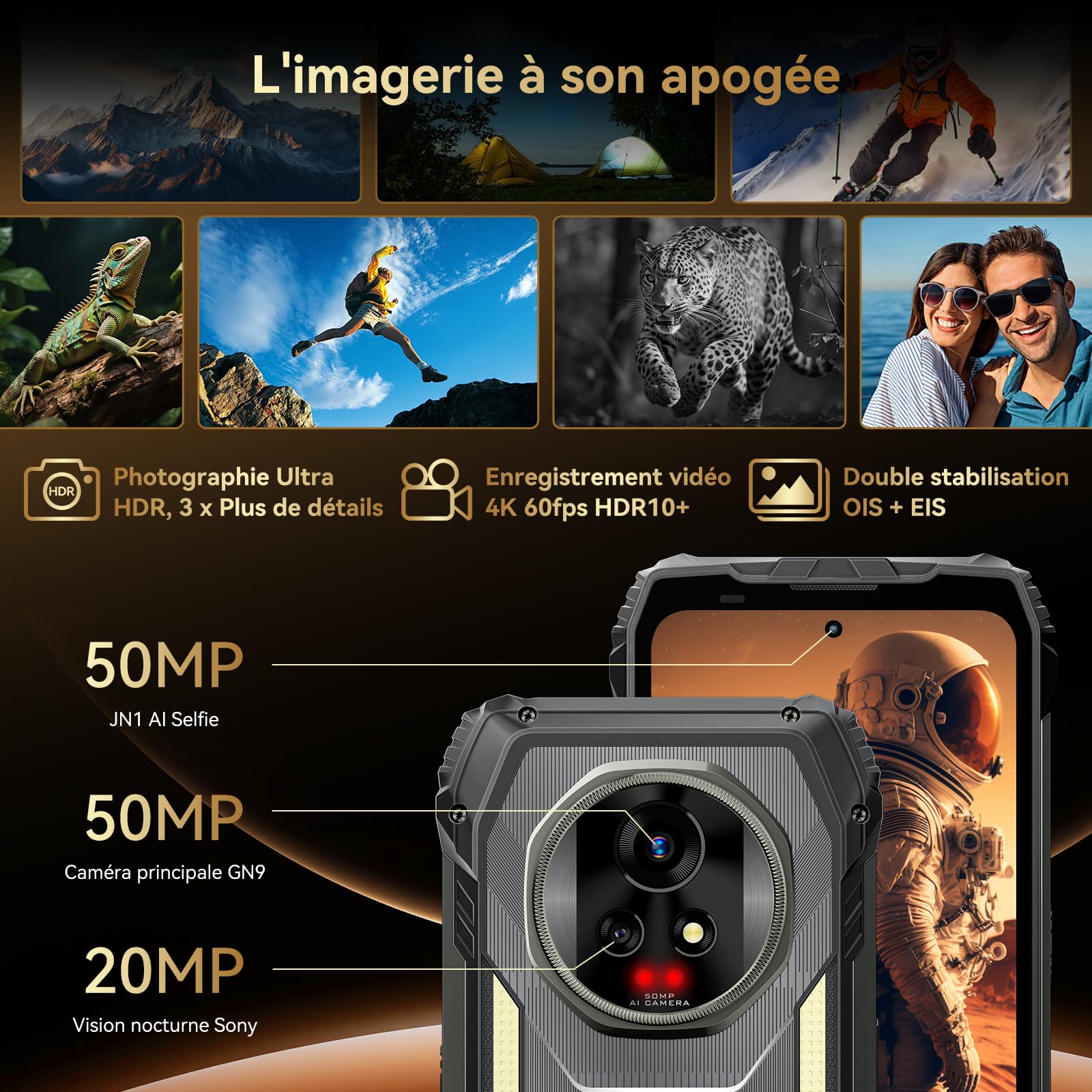 Blackview XPLORE 2 SATELLITE (5G - NFC - Écran 6.73'' - 256 Go, 12 Go RAM - 20 000 mAh) Noir