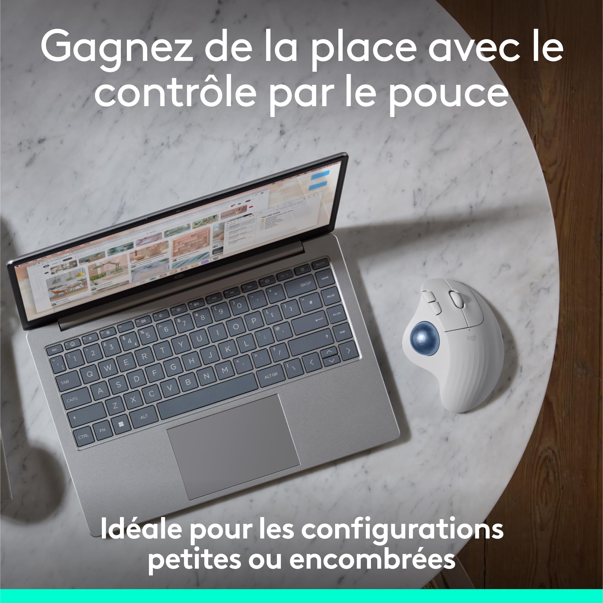 LOGITECH ERGO M575S Wireless Trackball - Off White + Blue Ball
