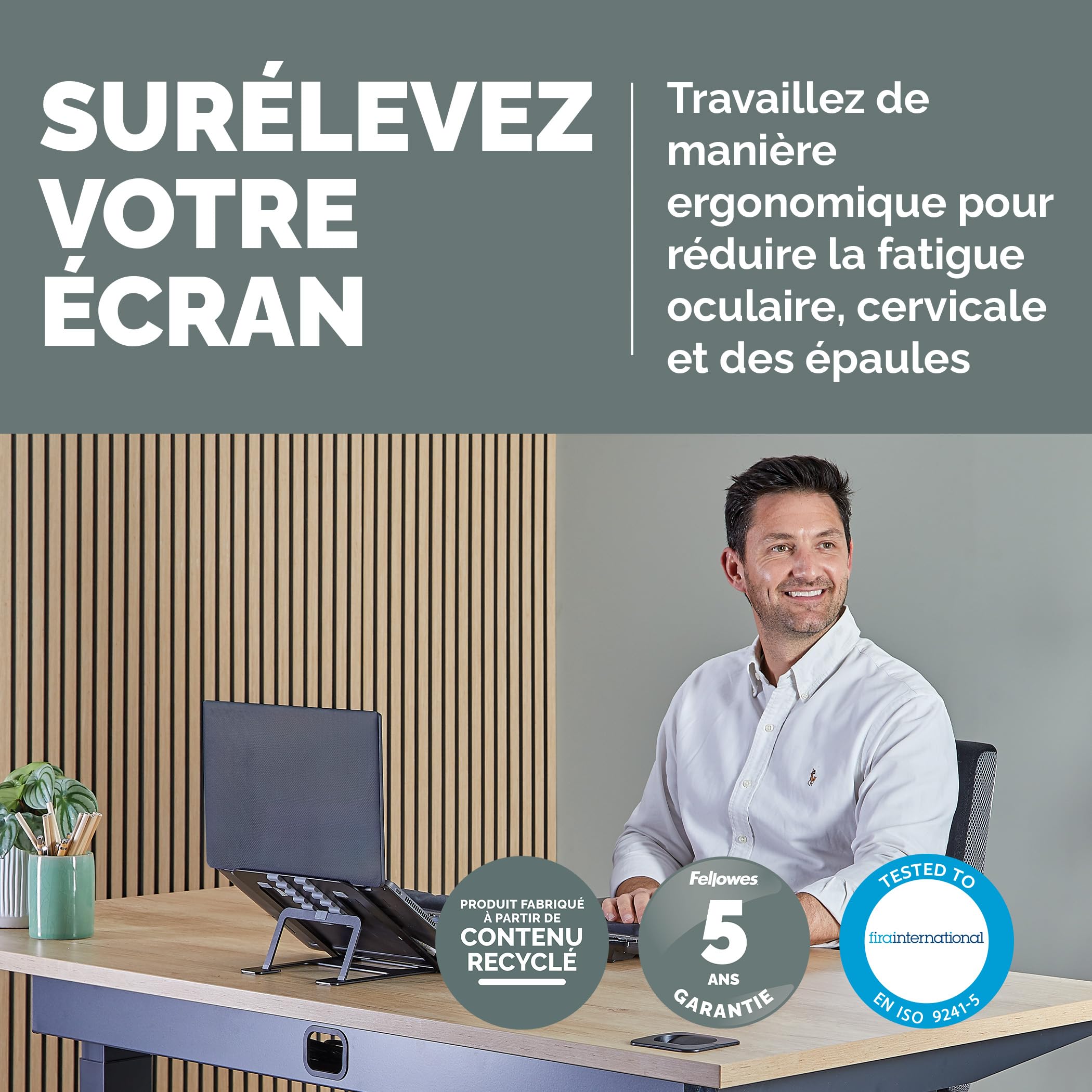 FELLOWES SUPPORT ORDINATEUR PORTABLE LAPTOP NOIR ALUMNIA