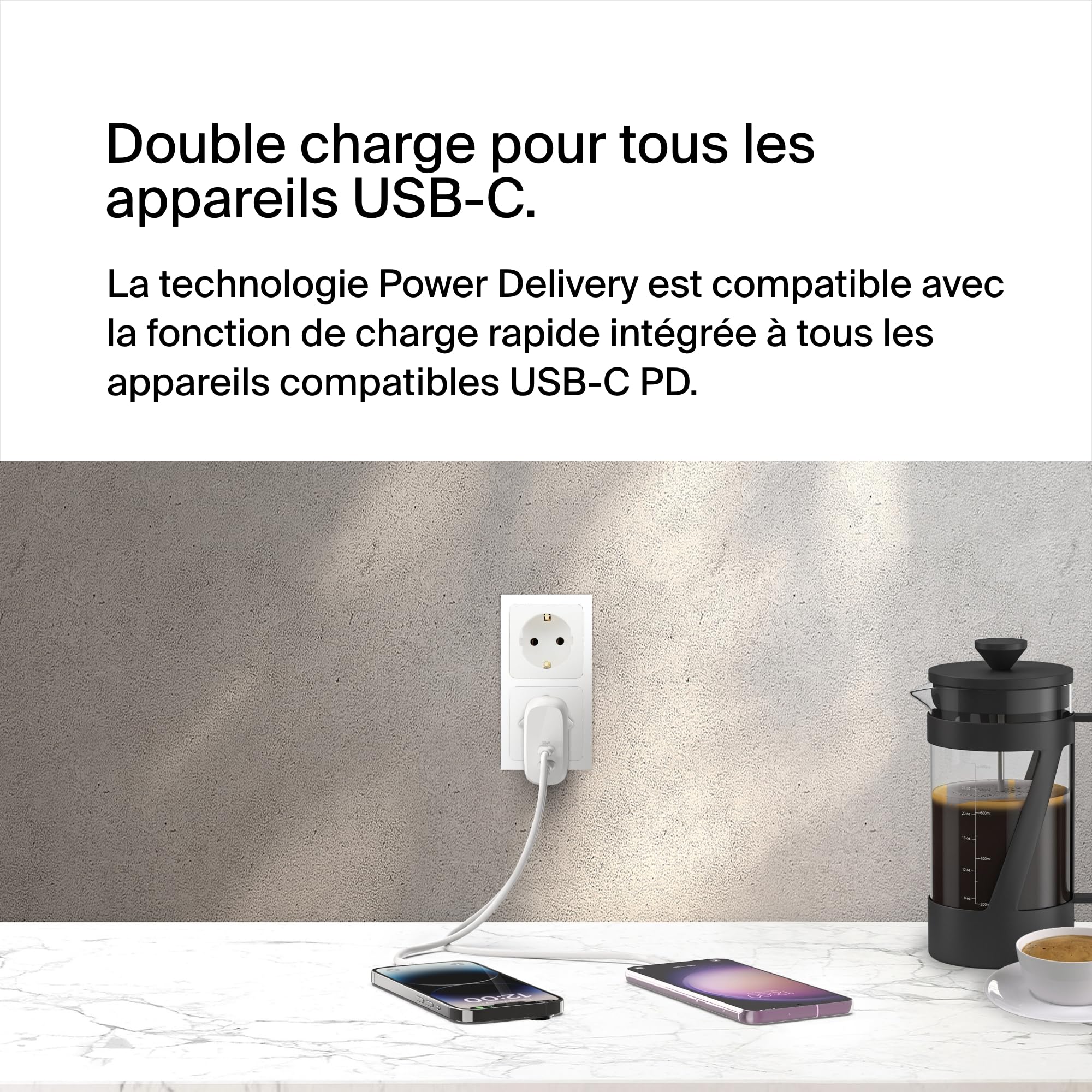 BELKIN BOOST CHARGE 60w USB-C PD Dual 30w Wall Charger White