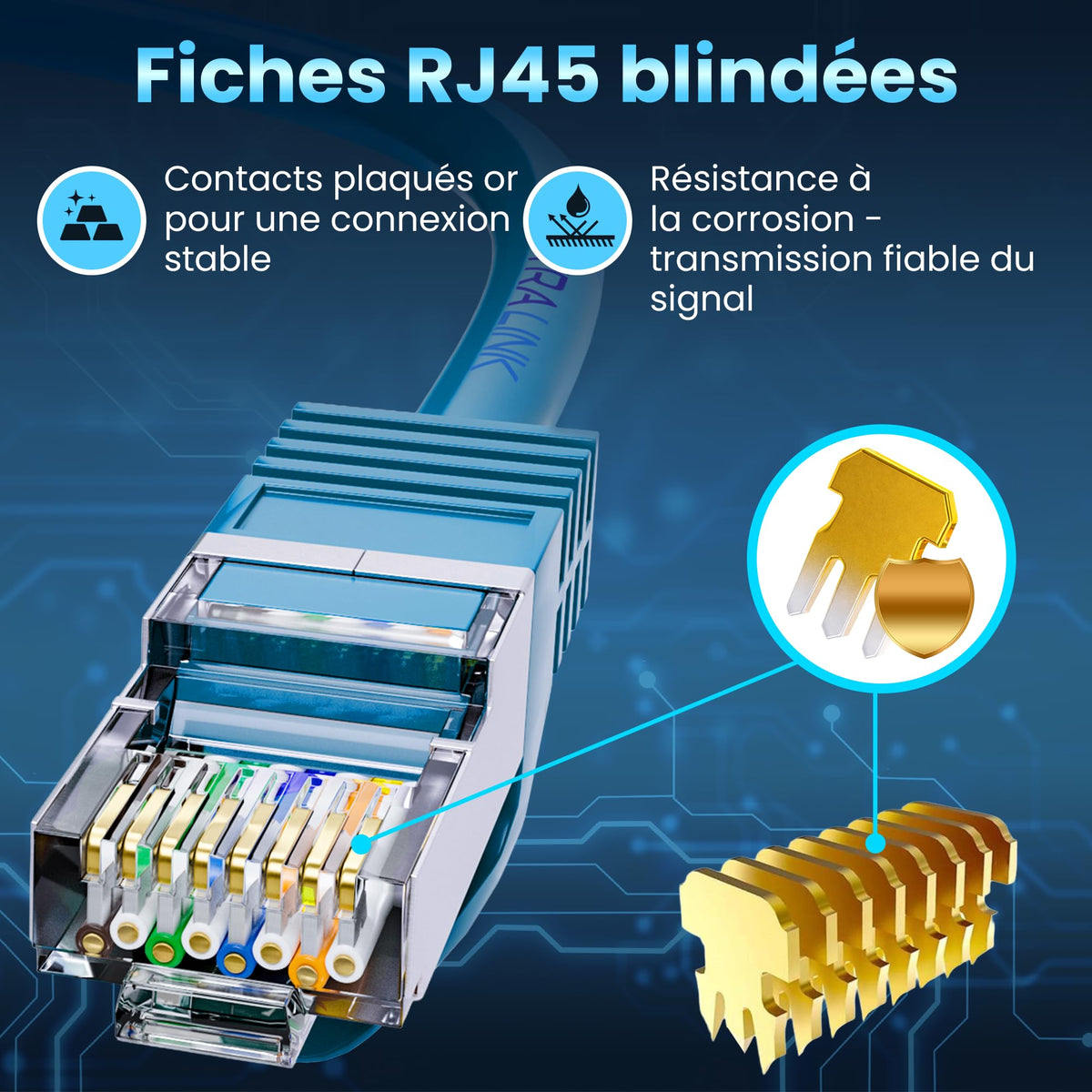 Extralink Cat.8.1 S/FTP 5m 40G Bleu | Câble de ligne | Câble réseau en cuivre