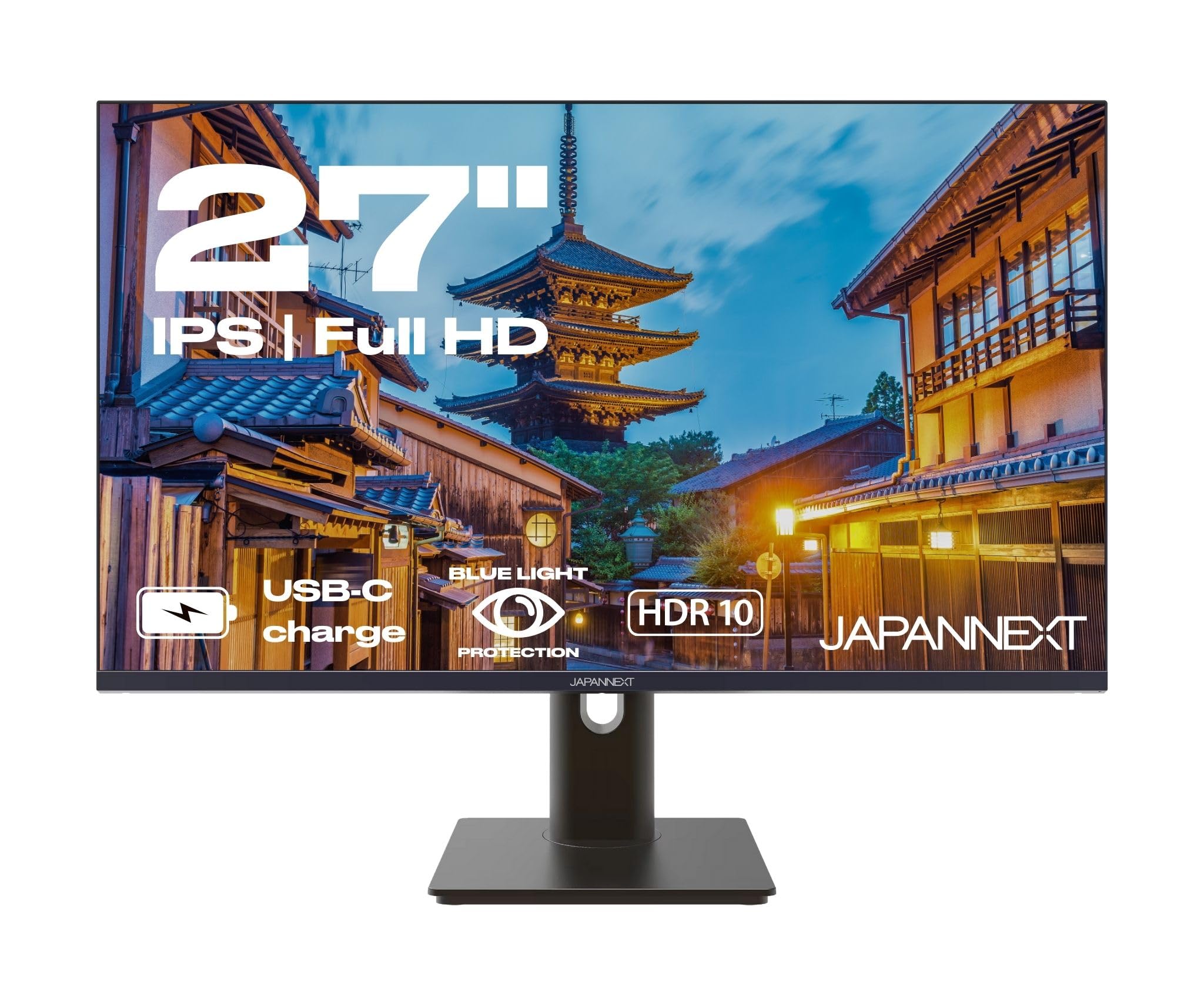 JAPANNEXT JN-IPS27FHDR-C65W-HSP - Ecran 27p 1920x1080 FHD 60Hz - IPS - 300 cd/m2 - HDR - HDMI - DP - USB-C charge 65W