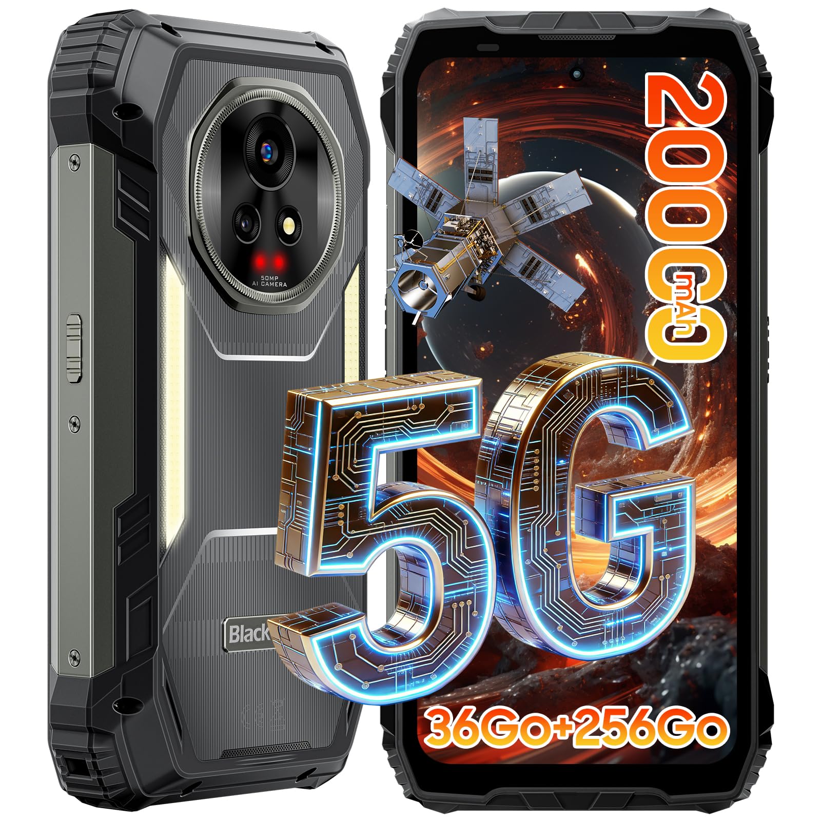Blackview XPLORE 2 SATELLITE (5G - NFC - Écran 6.73'' - 256 Go, 12 Go RAM - 20 000 mAh) Noir