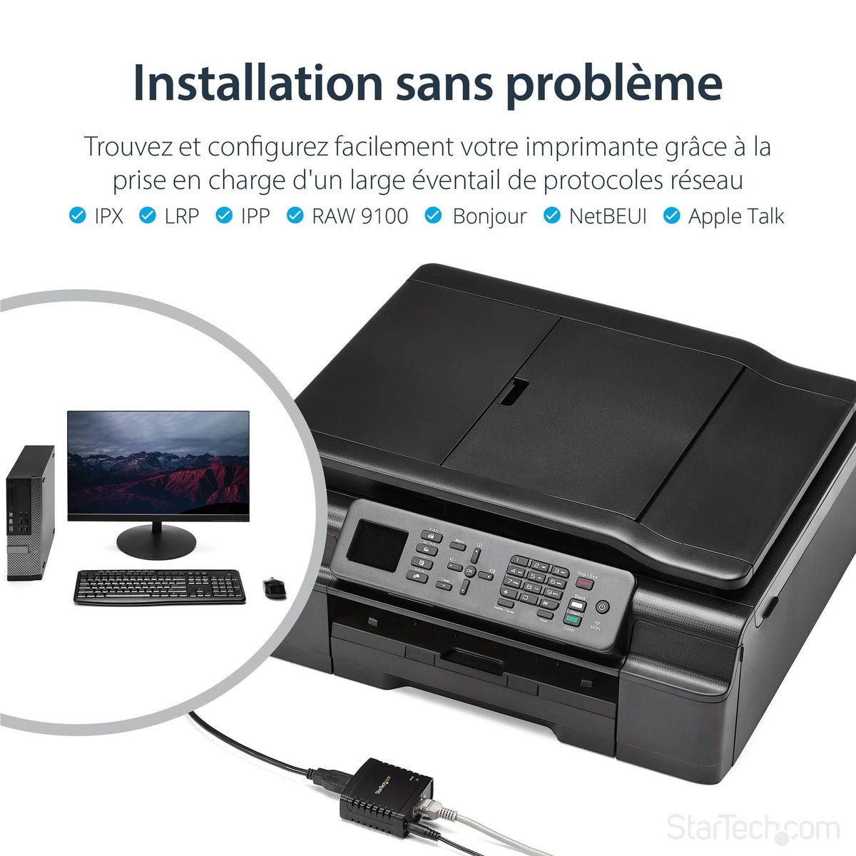 10/100Mbps USB LPR Print Server