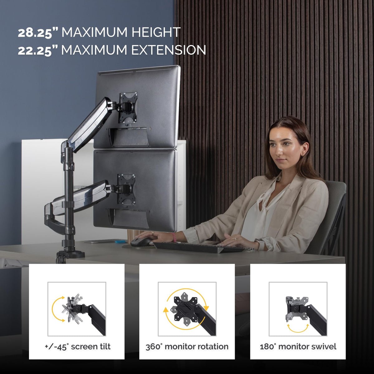 FELLOWES Bras porte-écrans double vertical Platinum Series