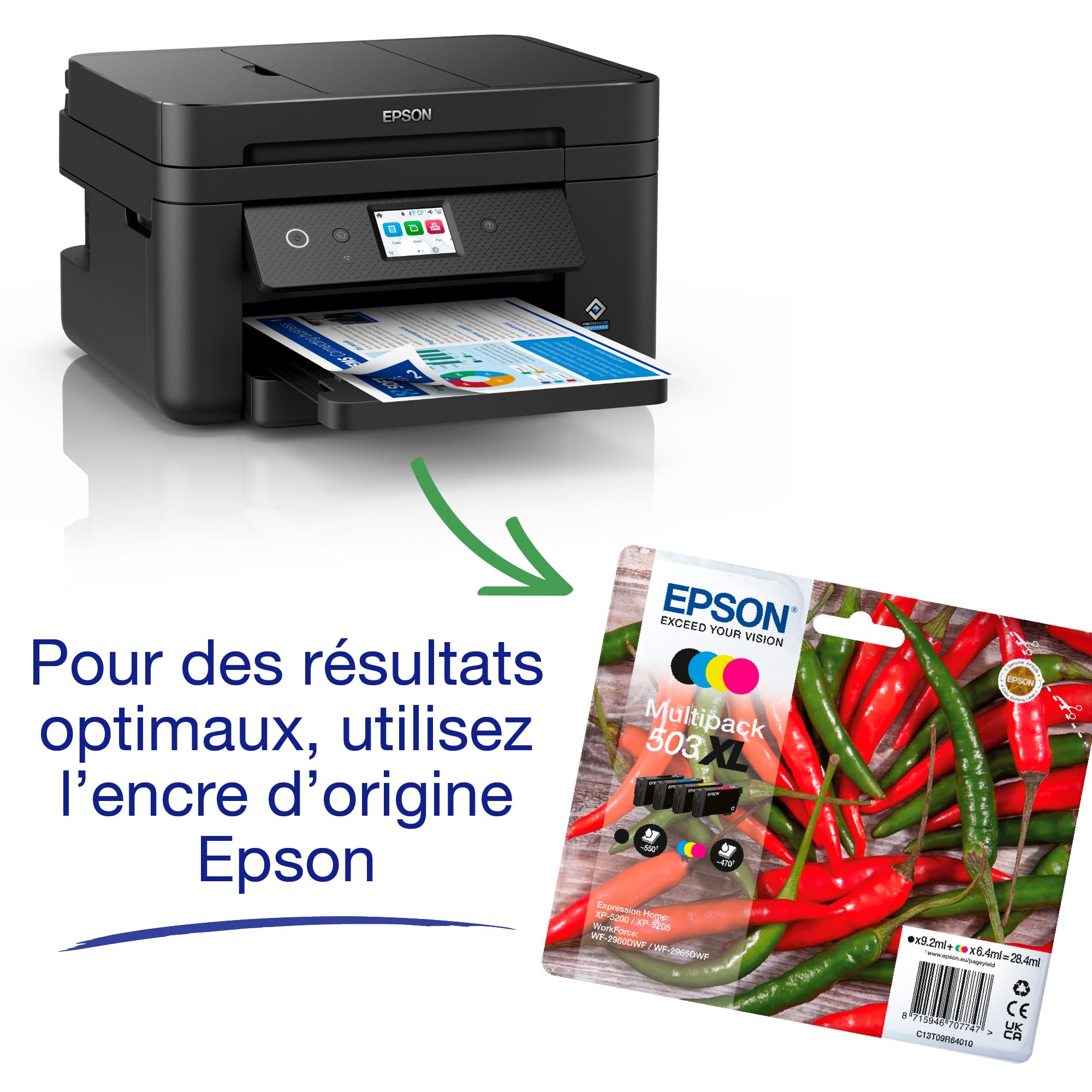 EPSON WorkForce WF-2960DWF MFP colour ink-jet A4 210x297mm A4 14ppm print 150 sheets USB 2.0 LAN Wi-Fi