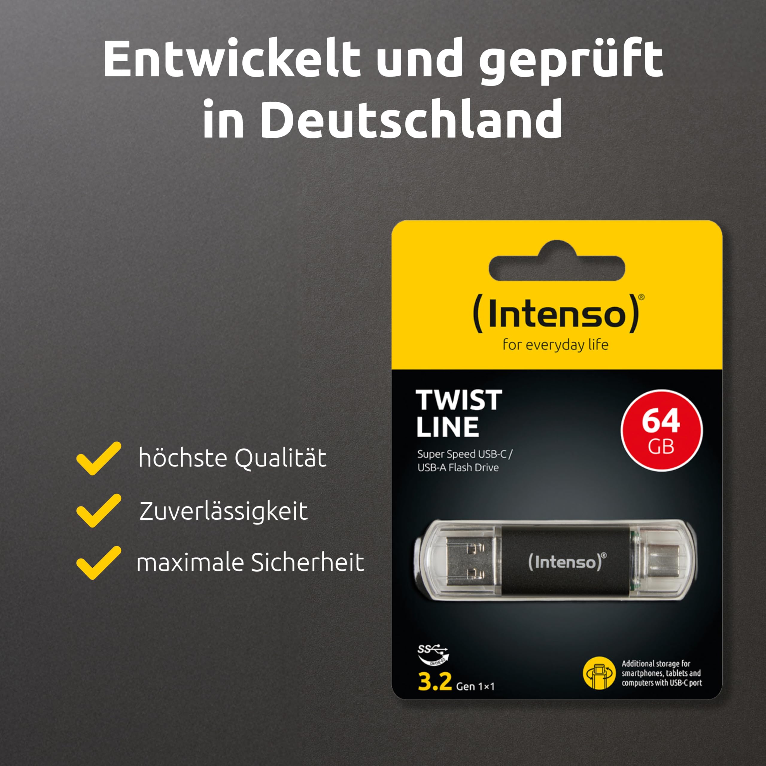 INTENSO Clé USB  3.2 Twist Line - 64 Go Type-C et Type-A