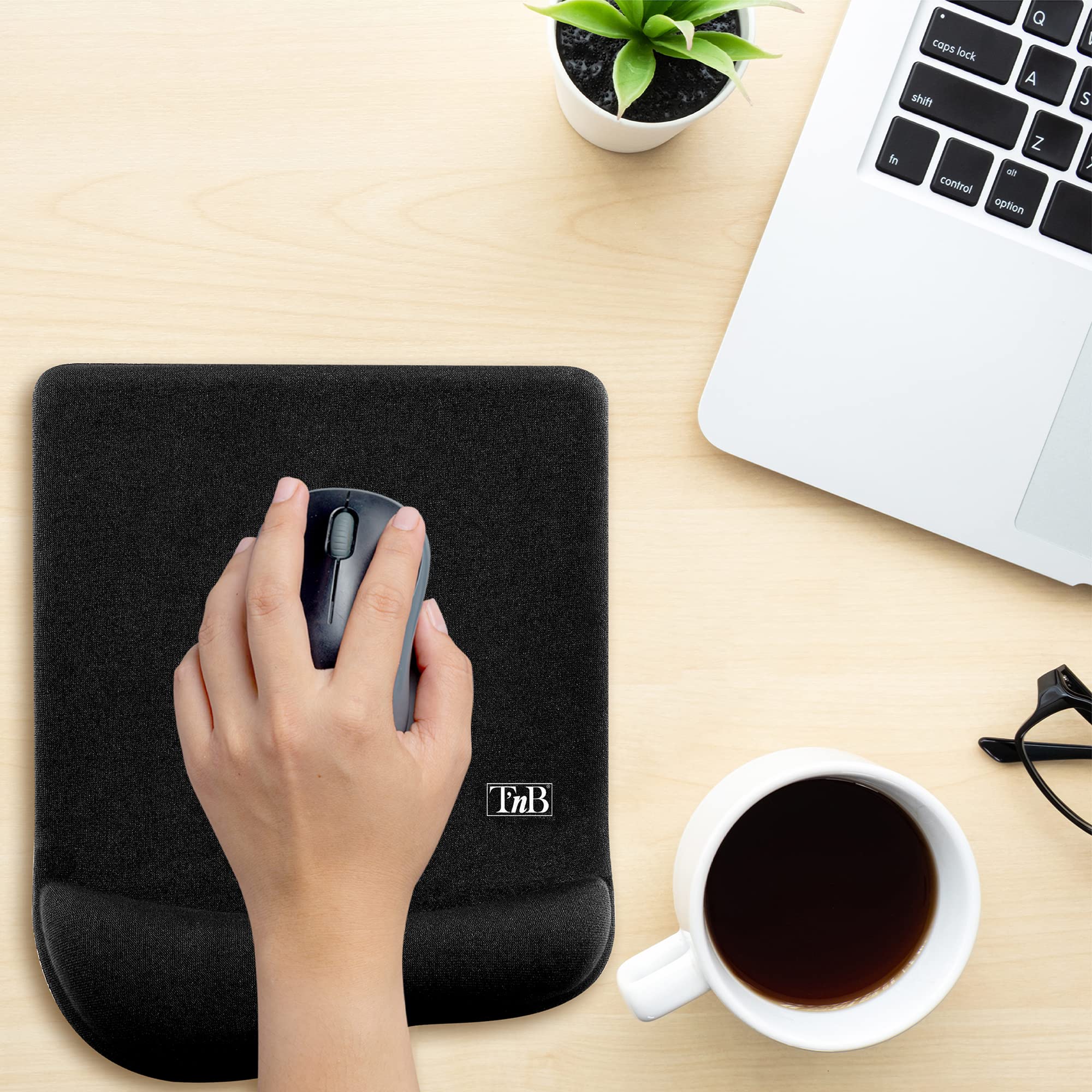 TNB ERGO-DESIGN Gel System Mouse Pad With Wrist Rest Conforms To The Shape Of The Wrist And The Palm Of The Hand