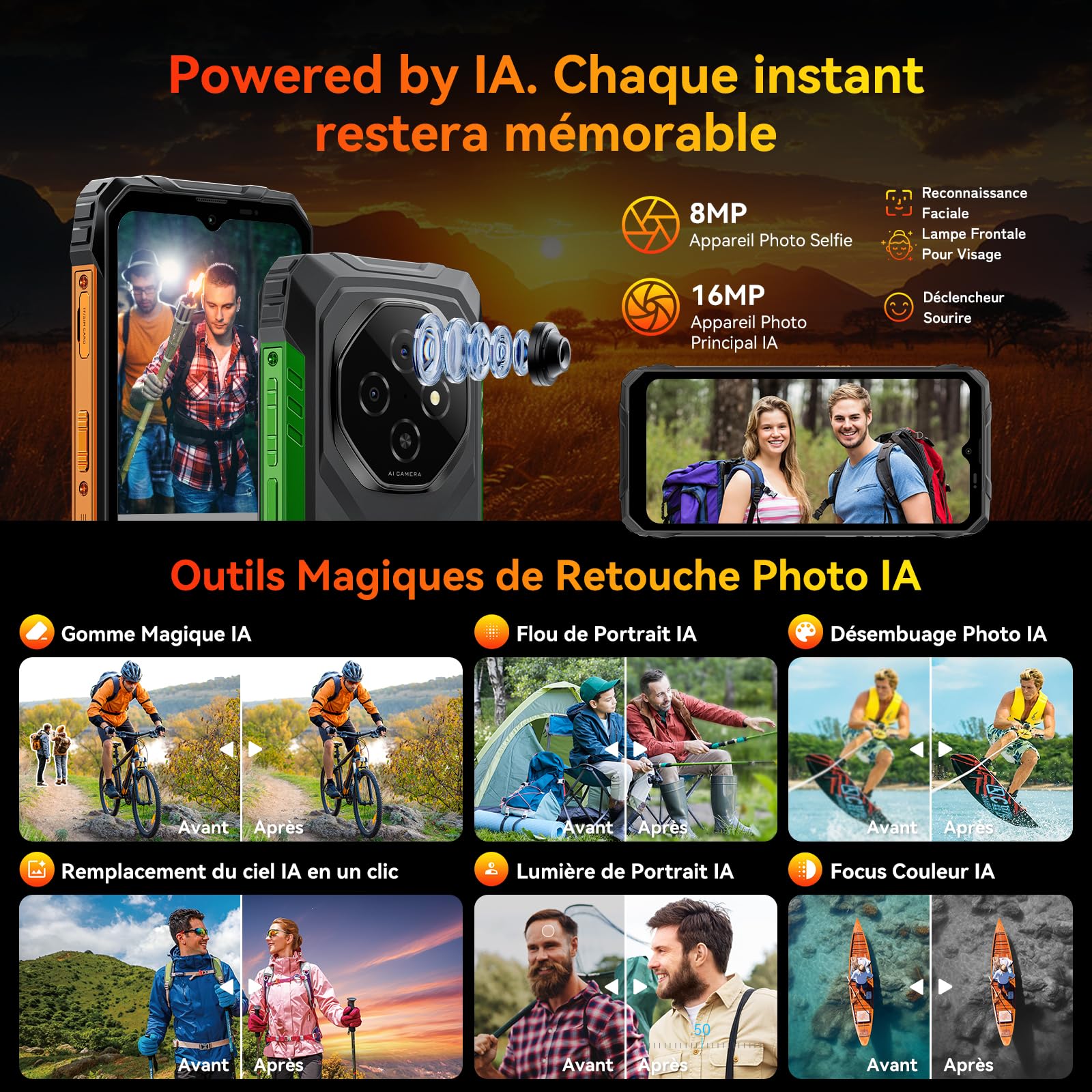 Blackview FORT 1 (6.56'' -  NFC - 256 Go, 6 Go de RAM - 10000mAh) Orange