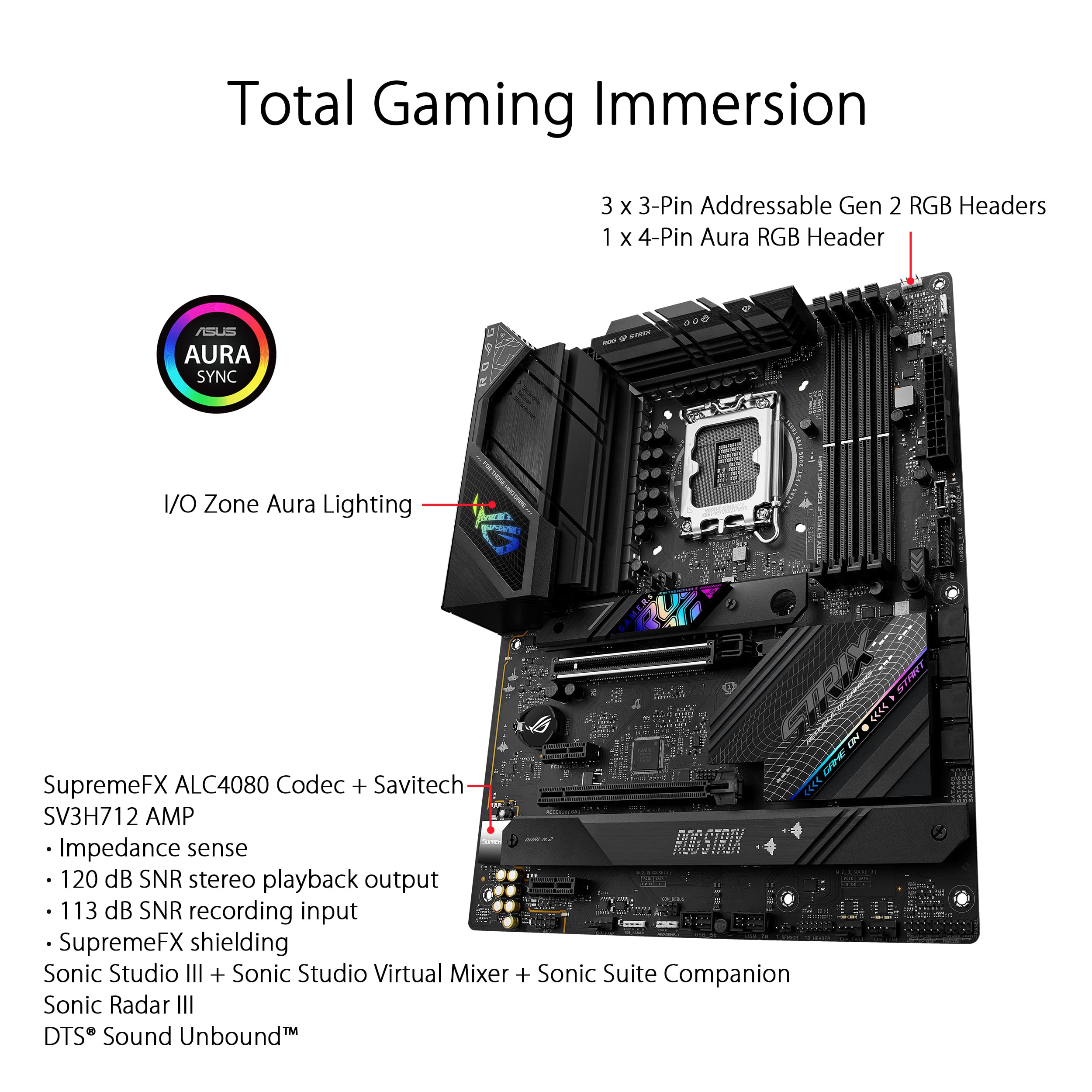 ASUS ROG STRIX B760-F GAMING WIFI LGA 1700 4xDDR5 ATX 4xSATA MB 1xHDMI 2.1 1xDP 1.4 3xM.2