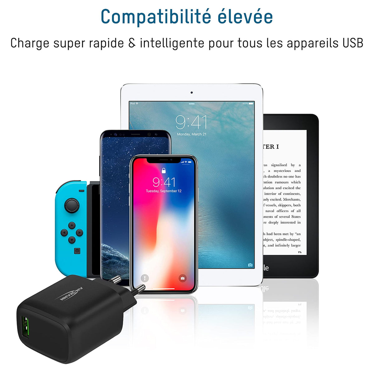 CHARGEUR SECTEUR 1 PORT USB QUICK CHARGE QC 3.0