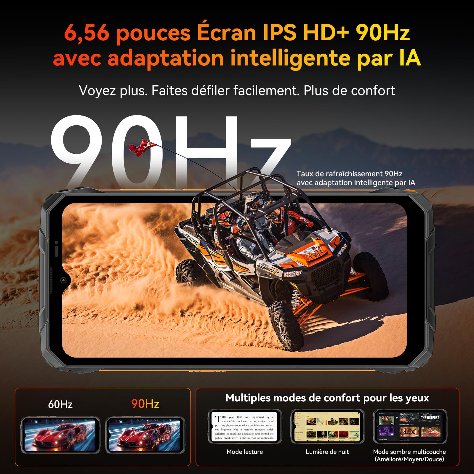 Blackview FORT 1 (6.56'' -  NFC - 256 Go, 6 Go de RAM - 10000mAh) Orange
