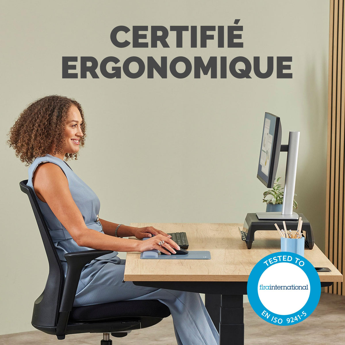 FELLOWES Tapis souris repose-poignets XL Breyta Bleu gris