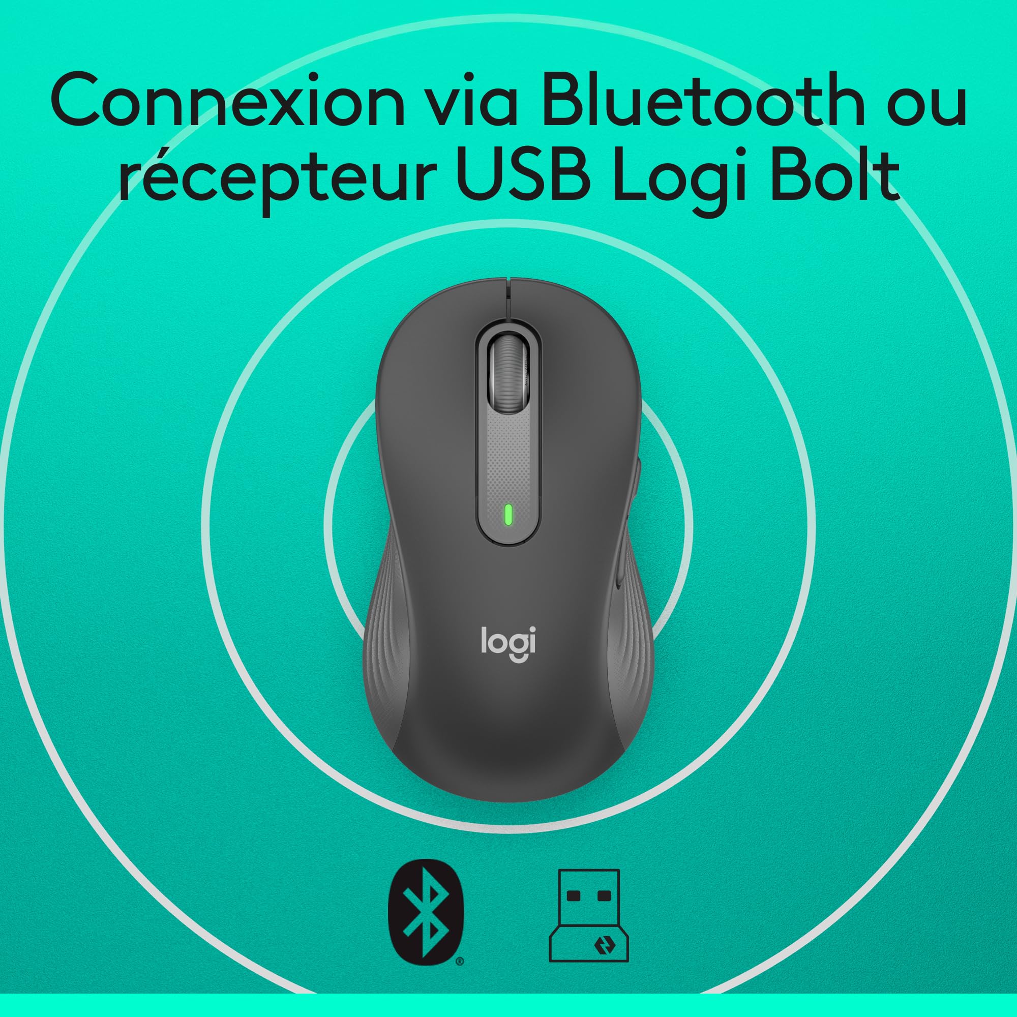 LOGITECH Signature M650 L LEFT Mouse large size left-handed optical 5 buttons wireless Bluetooth 2.4 GHz GRAPHITE