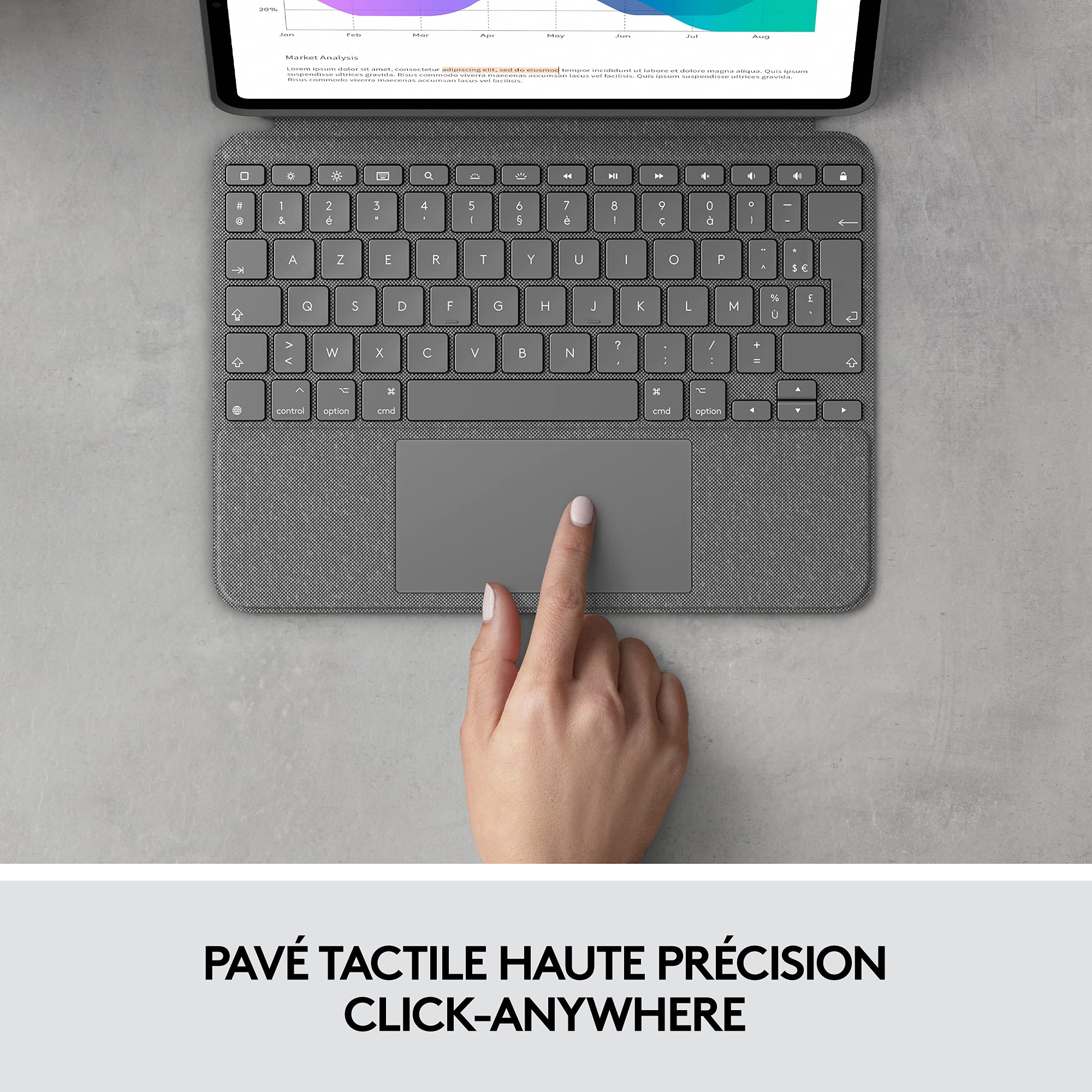 LOGITECH COMBO TOUCH - GREY - CENTRAL (FR)