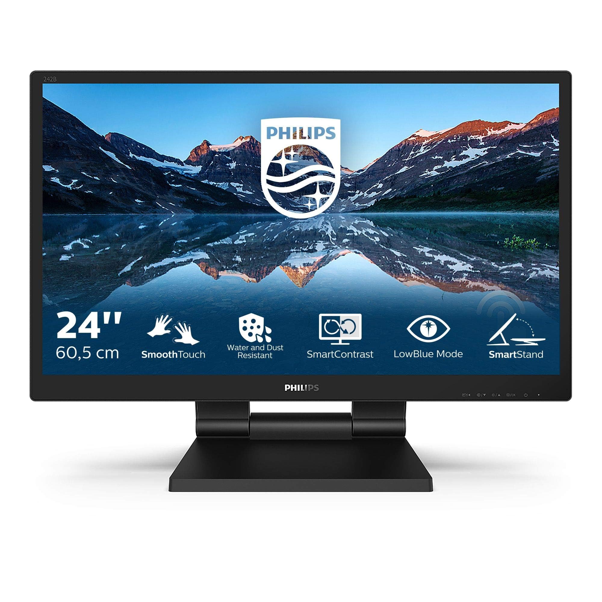 PHILIPS 242B9T 24" - écran tactile - 1920 x 1080 Full HD (1080p) @ 60 Hz - IPS - 250 cd/m² - 1000:1 - 5 ms - HDMI, DVI-D, VG DP,HP