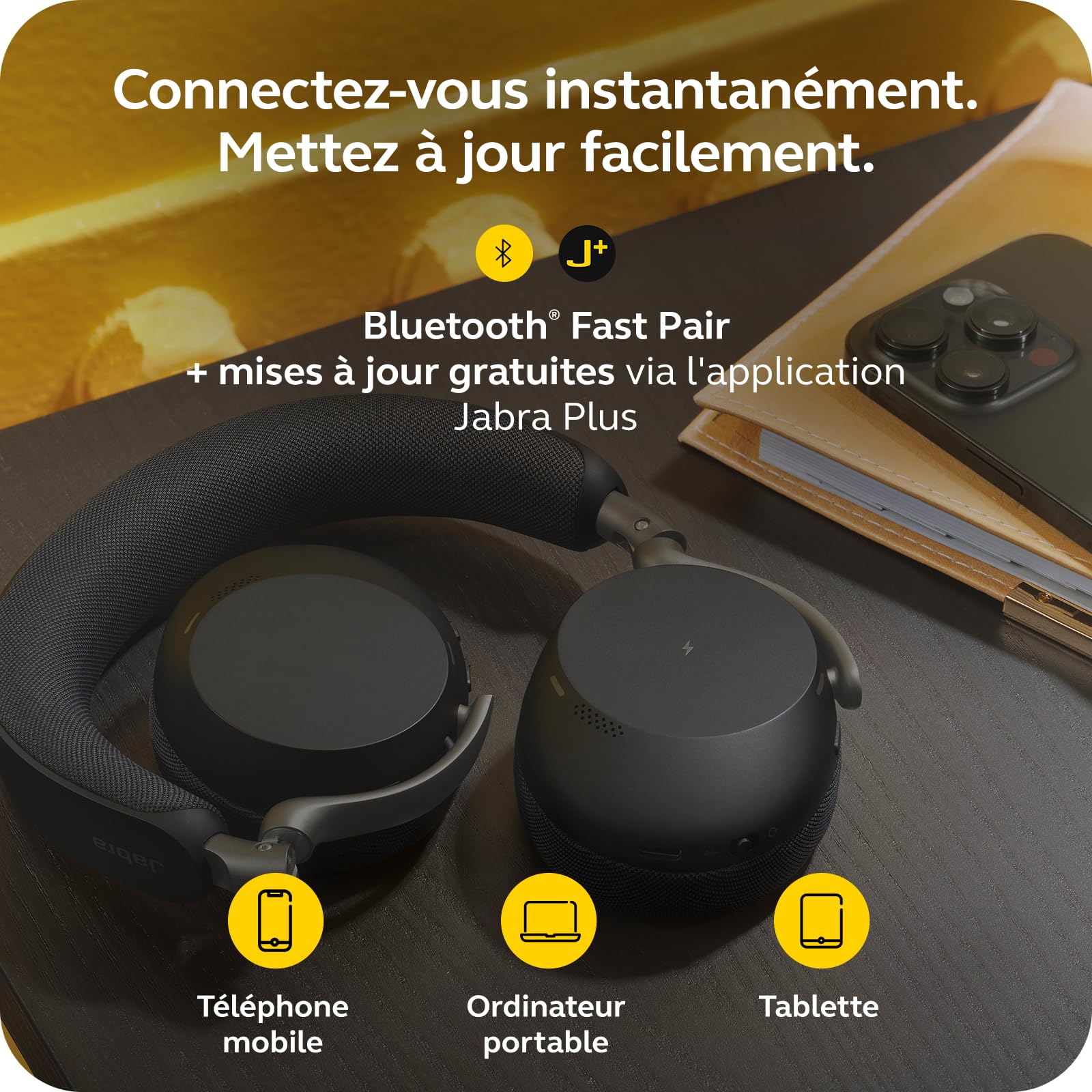 Jabra Evolve3 75 UC Link 390 USB-C Bla