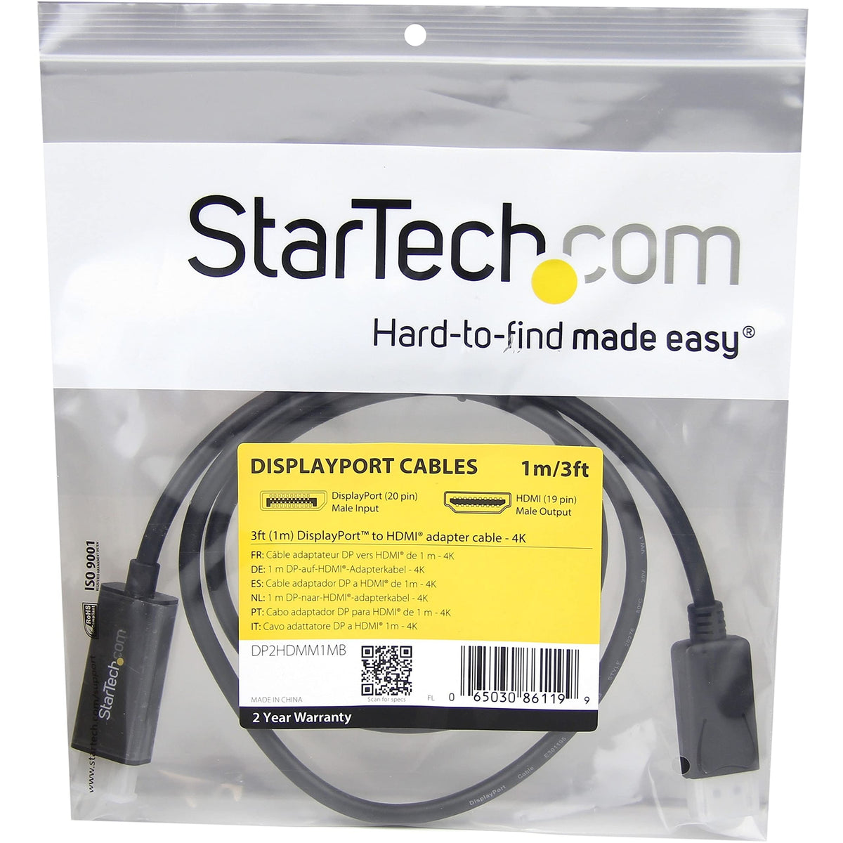 3 ft DisplayPort to HDMI Converter Cable