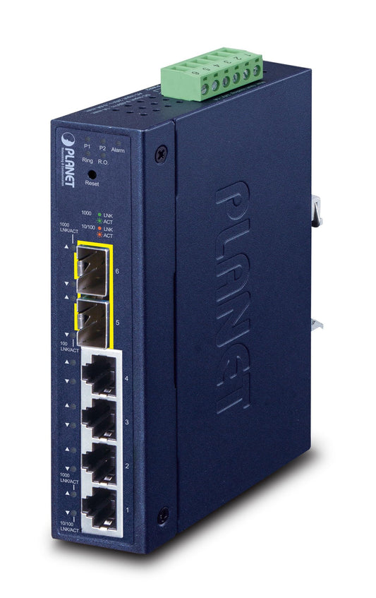 PLANET Industrial L2/L4 4-Port Géré L2/L4 Gigabit Ethernet (10/100/1000) Bleu