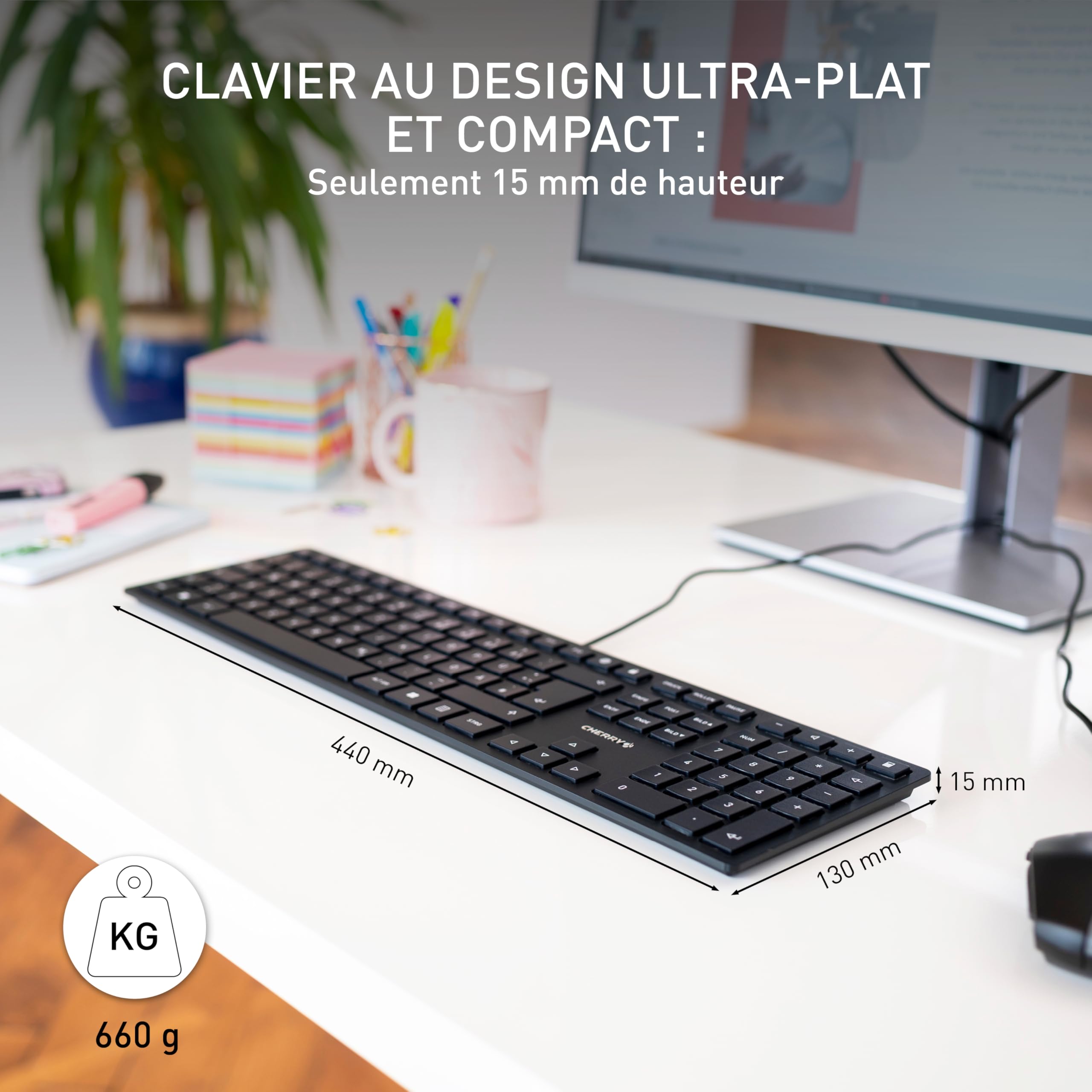 CHERRY Clavier KC 6000 SLIM USB EU noir