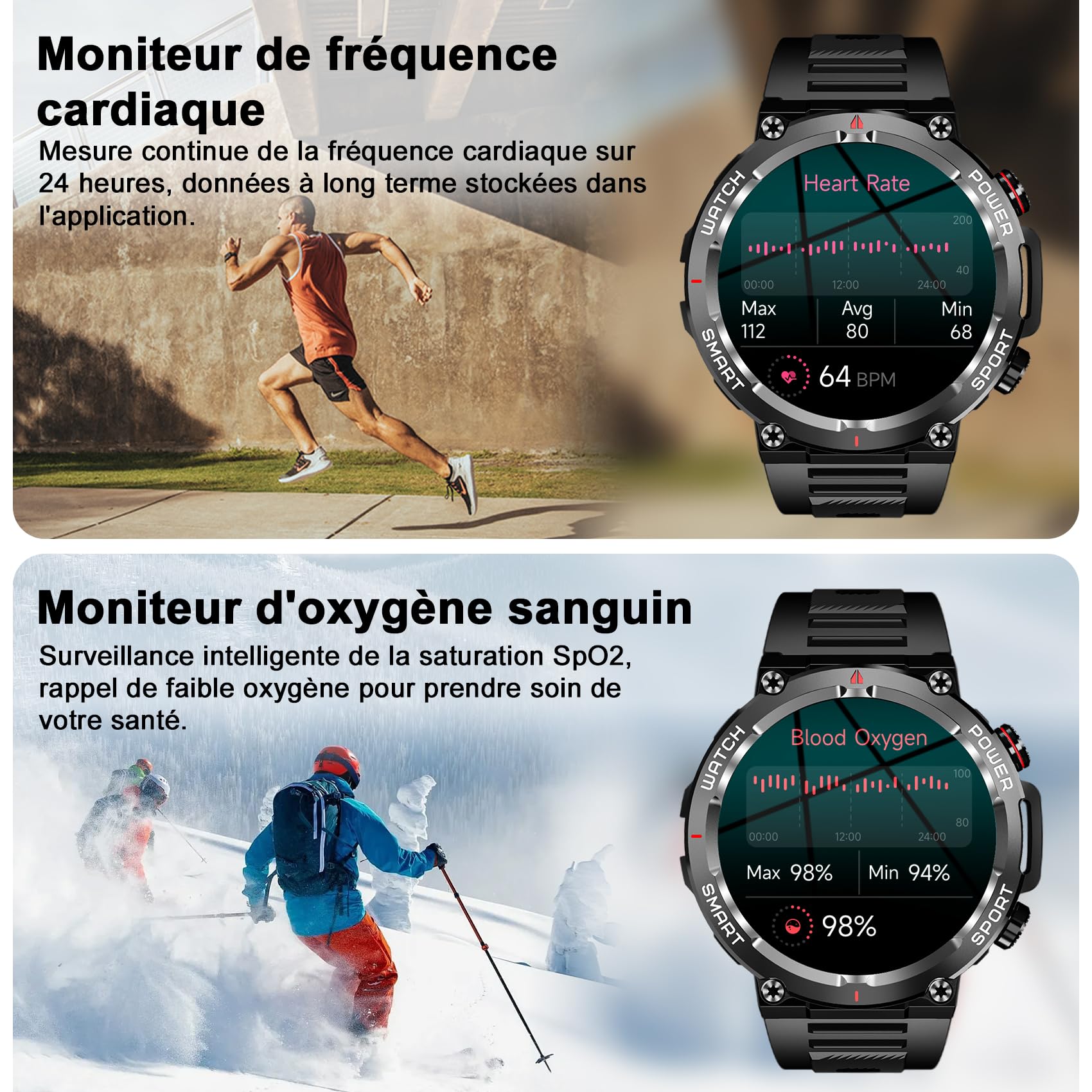 Blackview W50 (Montre Connectée - 1.39'' - Microphone intégré) Noir