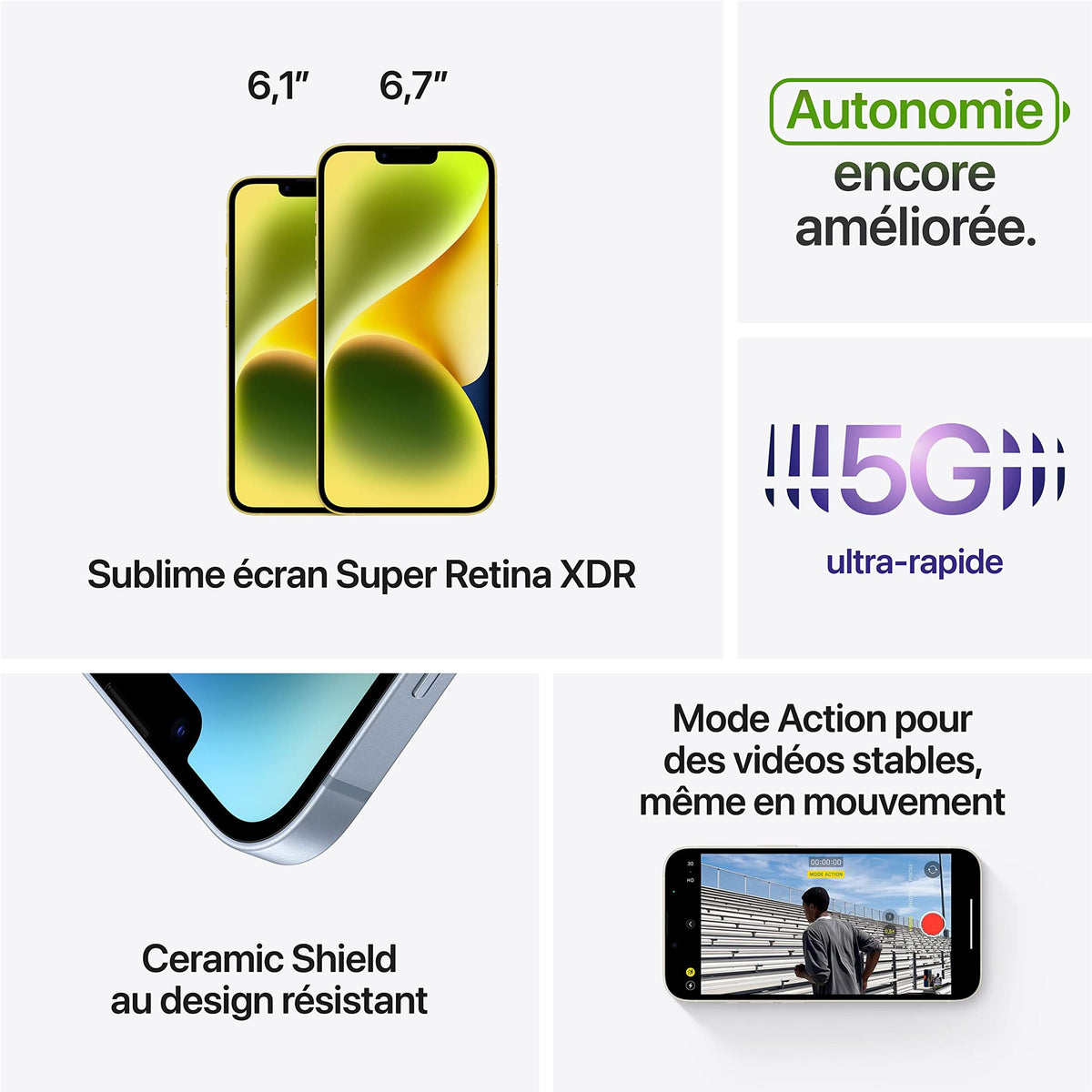 iPhone 14 (6.1" - 512 Go, 6 Go RAM) Minuit