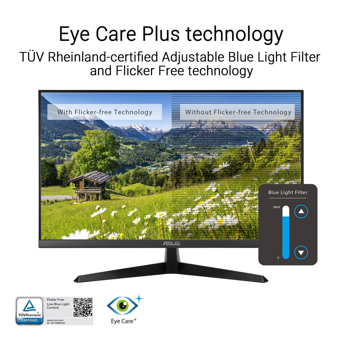 ASUS VY27UQ Eye Care Monitor 27p IPS WLED UHD 16:9 60Hz 350cd/m2 5ms 2xHDMI DP 2x2W Black