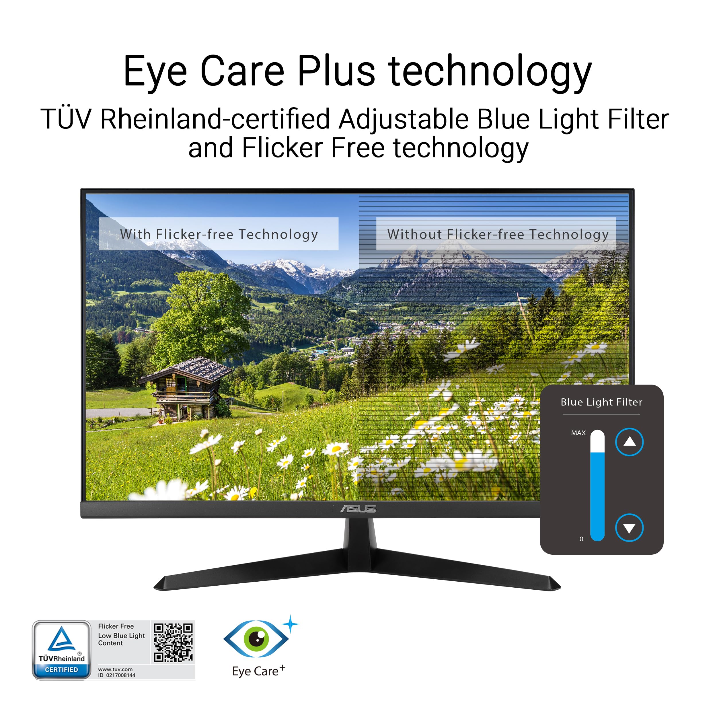 ASUS VY27UQ Eye Care Monitor 27p IPS WLED UHD 16:9 60Hz 350cd/m2 5ms 2xHDMI DP 2x2W Black