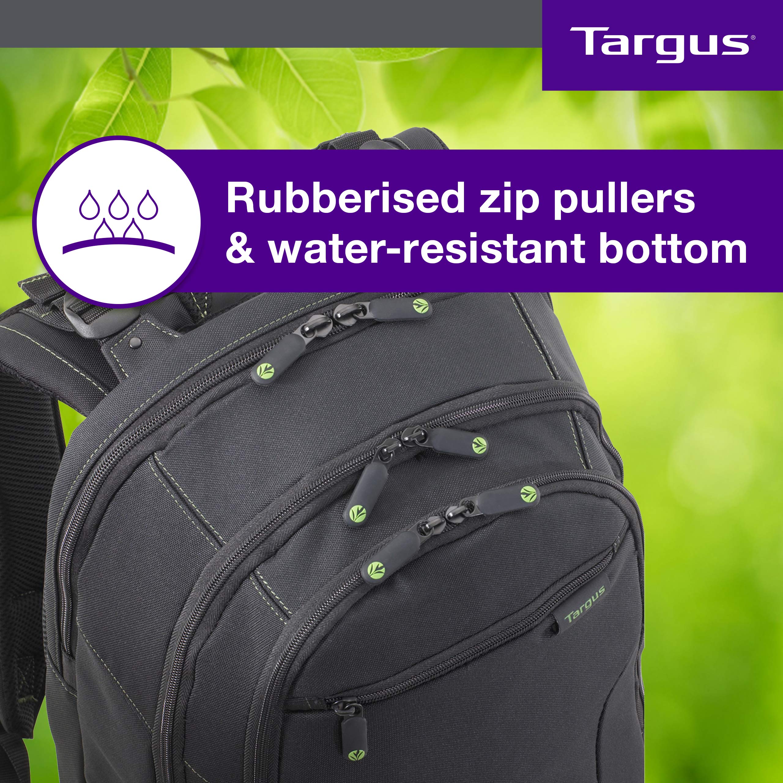 TARGUS Sac a Dos Jusqu a 15.6p ecologique noir Nylon Recycle P.E.T. 900D garantie a vie