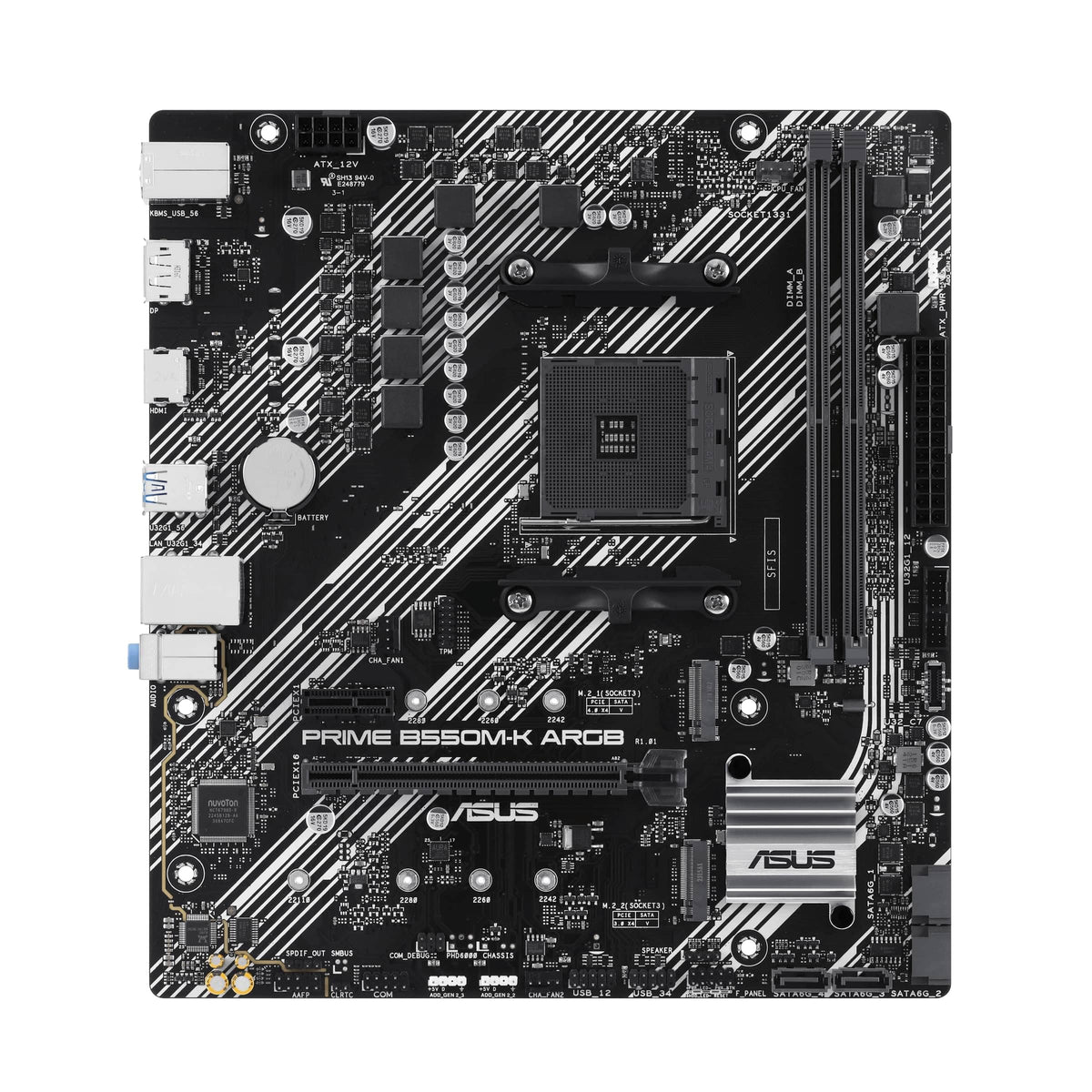 ASUS PRIME B550M-K ARGB AM4 2DDR4 microATX 4xSATA MB 1xHDMI 2.1 1xDP 1.4 2xM.2