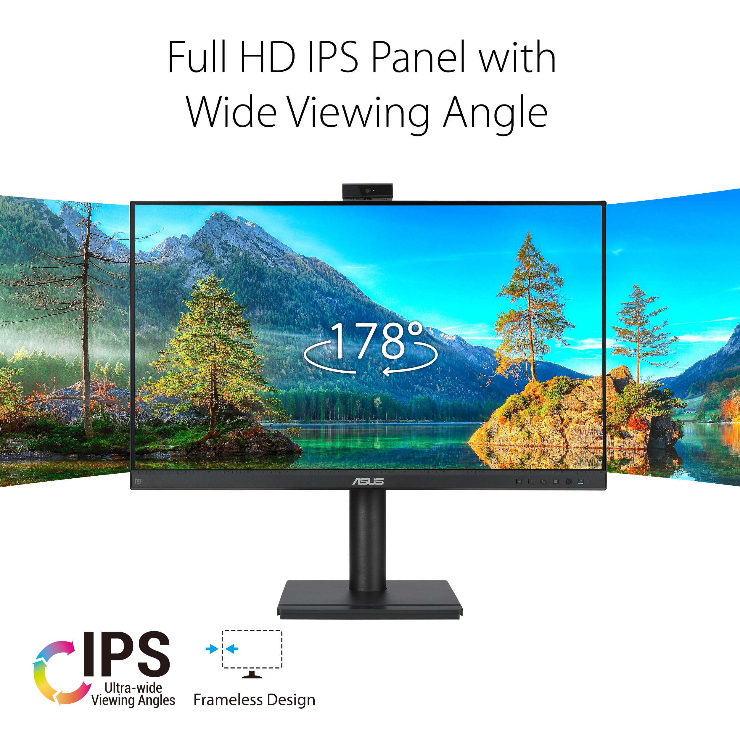 ASUS BE249QFK Video Conferencing monitor 23.8p IPS WLED FHD 16:9 100Hz 250cd/m2 5ms HDMI DP D-Sub 2.0M Camera Black