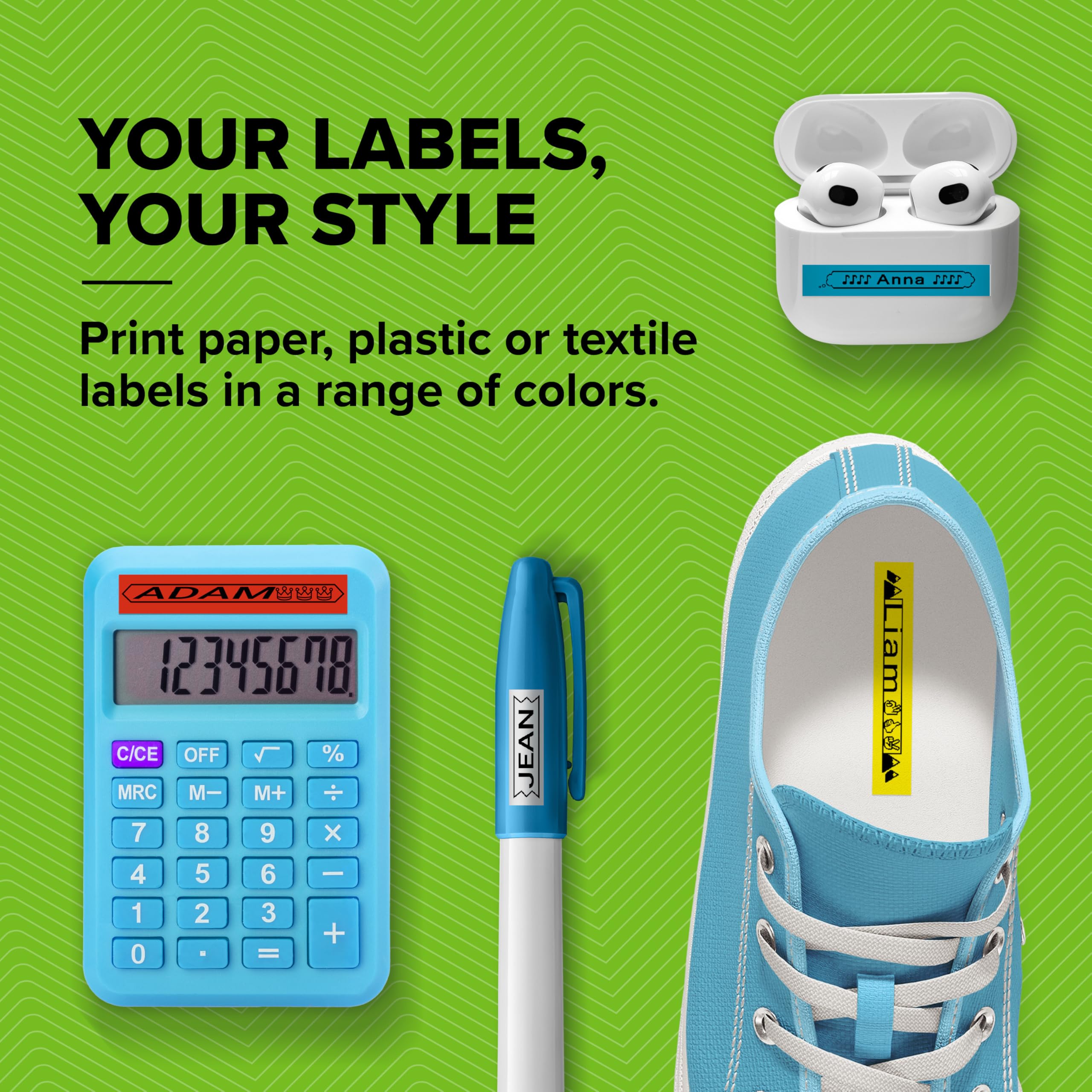 Ruban plastique dymo noir/bleu 12MM pour letratag
