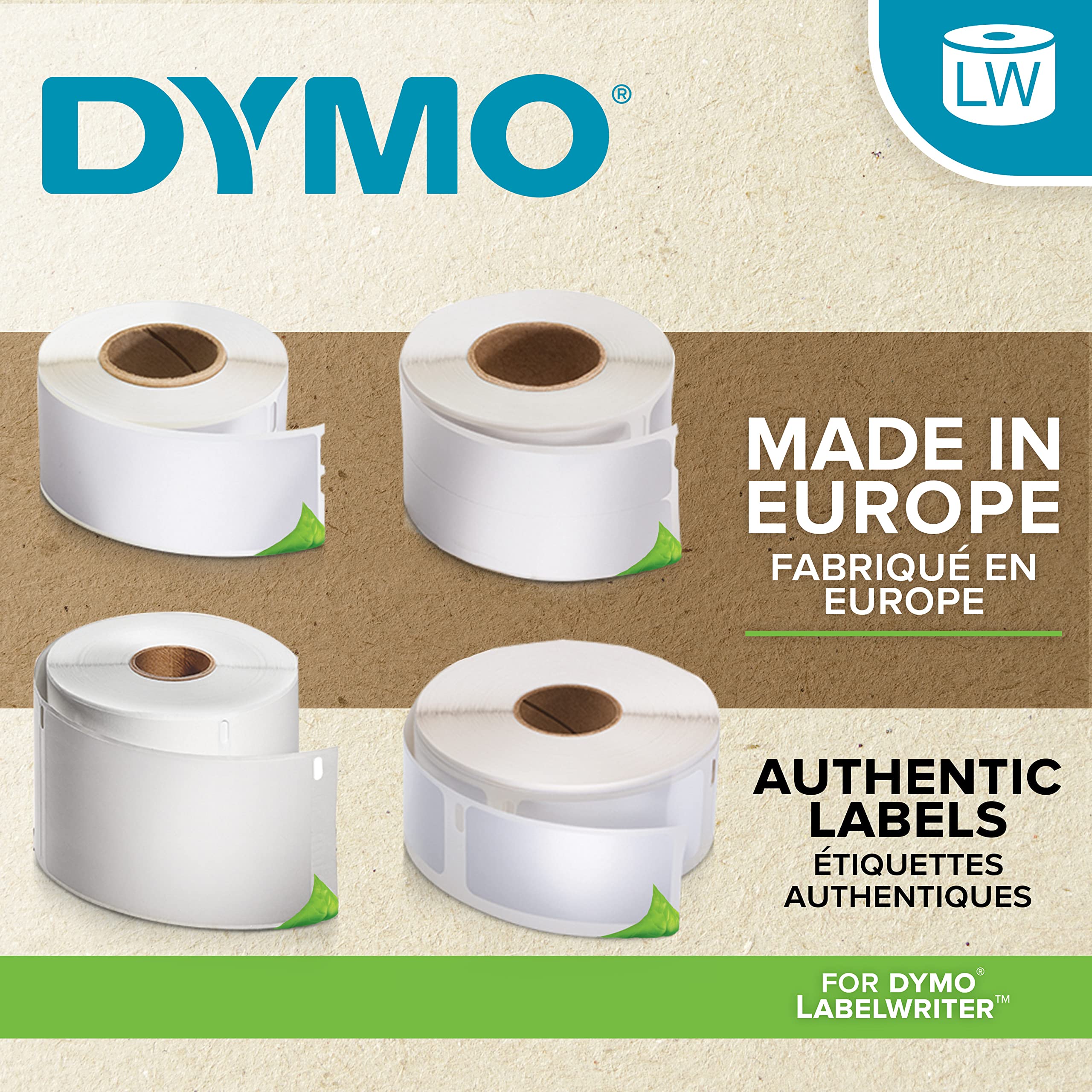 DYMO 2 rouleaux de 260 étiquettes noir sur blanc 89x36 mm