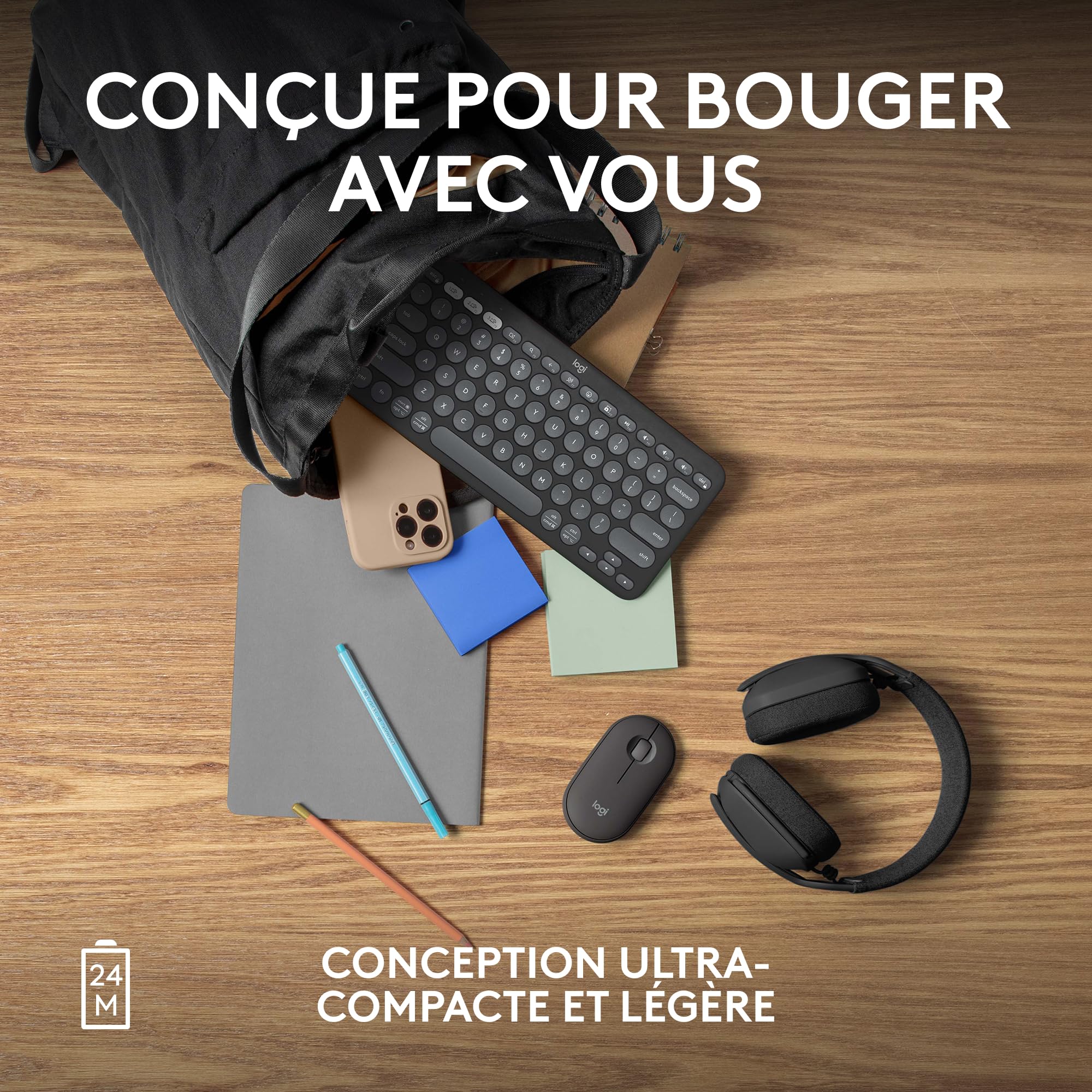 LOGITECH Pebble Mouse 2 M350s Mouse optical 3 buttons wireless Bluetooth 5.2 LE tonal graphite